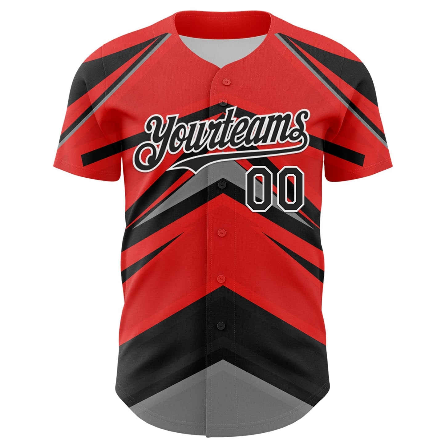Custom Red Black White-Gray Car Racing Formula Auto Motorsport Authentic Baseball Jersey baseball jersey product view 2