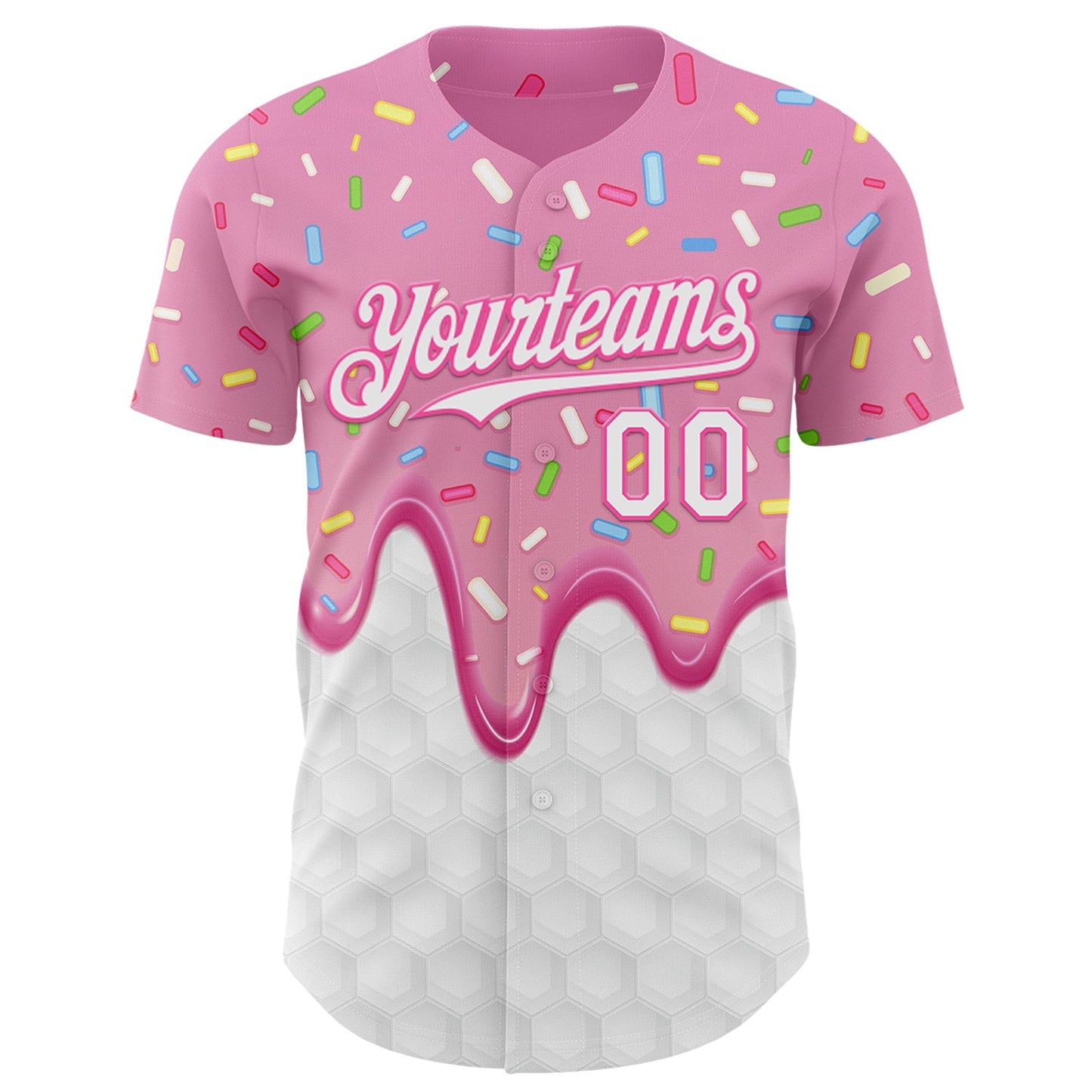 Custom Pink White Foodie Dripping Ice Cream Authentic Baseball Jersey baseball jersey product view 2