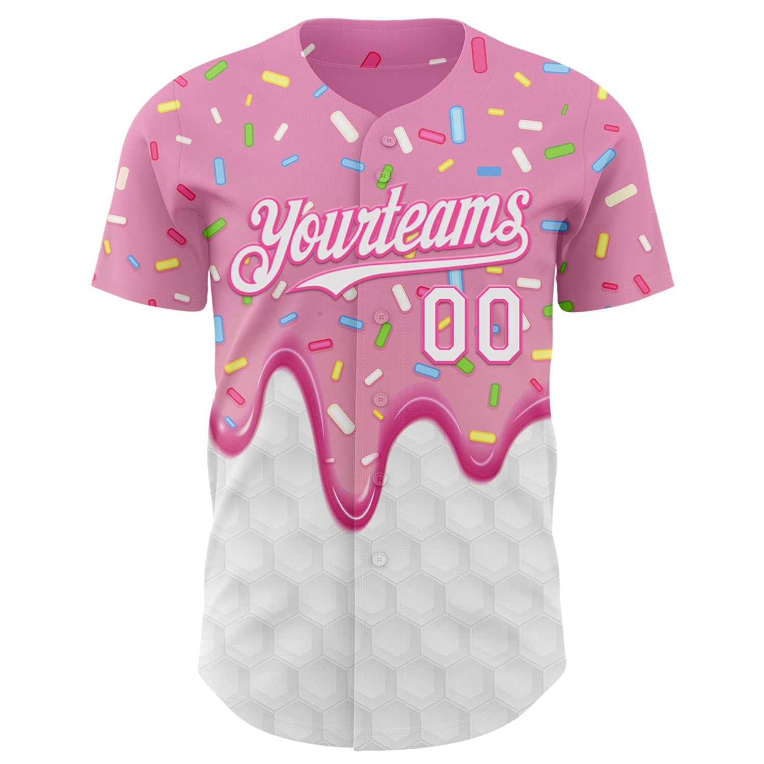 Custom Pink White Foodie Dripping Ice Cream Authentic Baseball Jersey baseball jersey product view 2