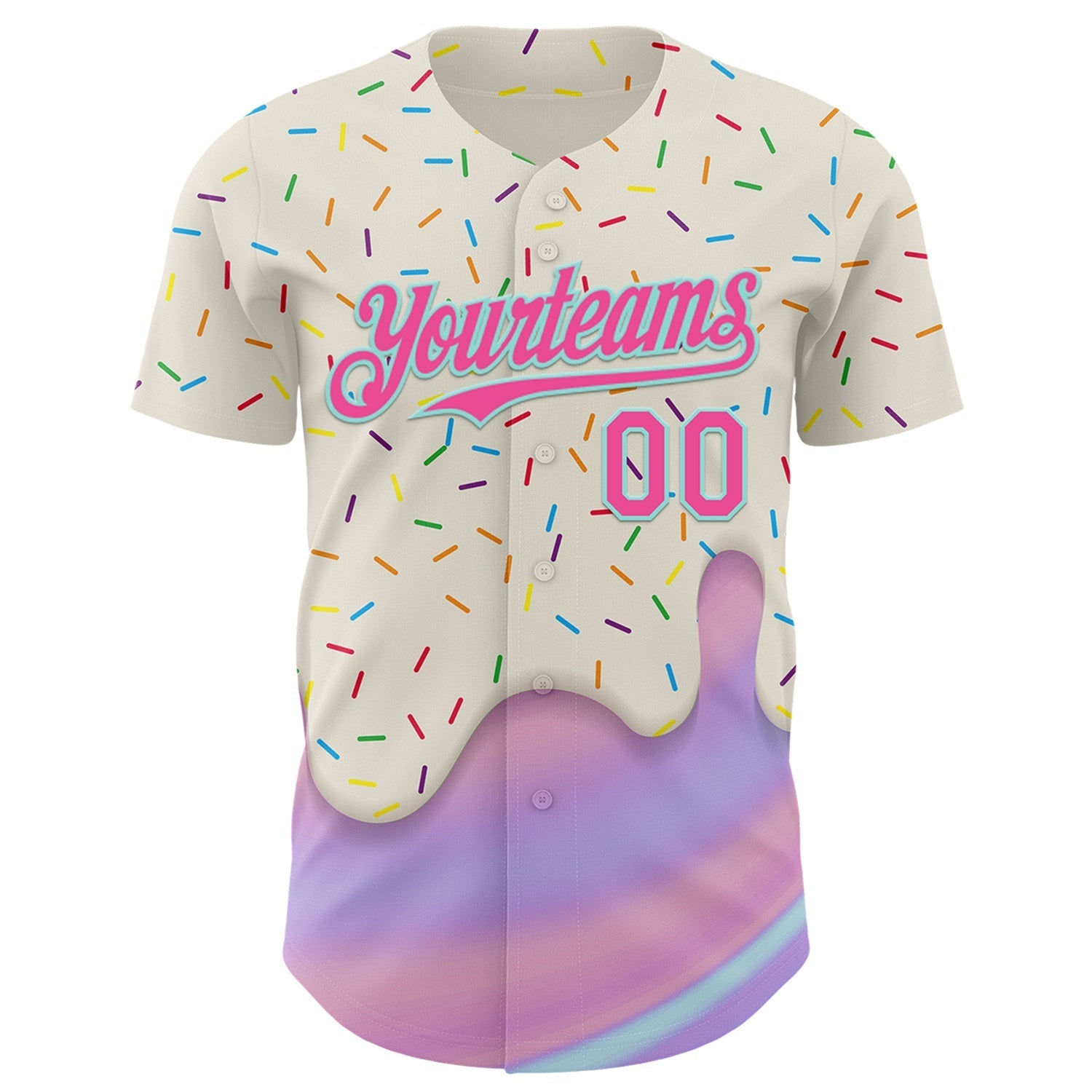 Custom Cream Pink-Ice Blue Foodie Dripping Ice Cream Authentic Baseball Jersey baseball jersey product view 2