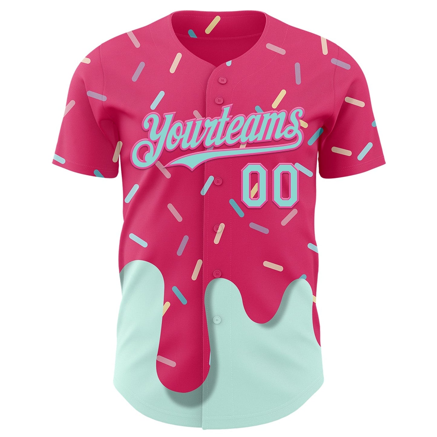 Custom Pink Ice Blue Foodie Dripping Ice Cream Authentic Baseball Jersey baseball jersey product view 2