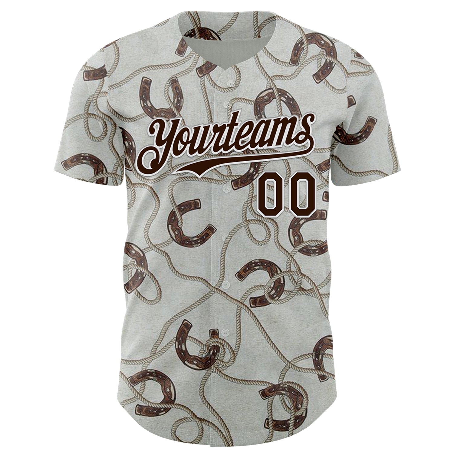 Custom Gray Brown-White Texas Horseshoe Cowboy City Edition Authentic Baseball Jersey baseball jersey product view 2