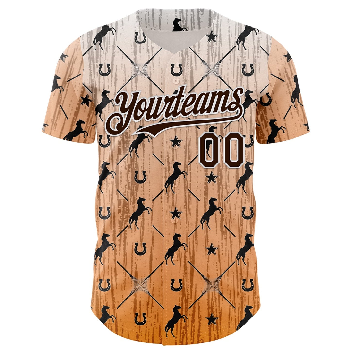 Custom Orange Brown-White Texas Horseshoe Cowboy City Edition Authentic Baseball Jersey baseball jersey product view 2