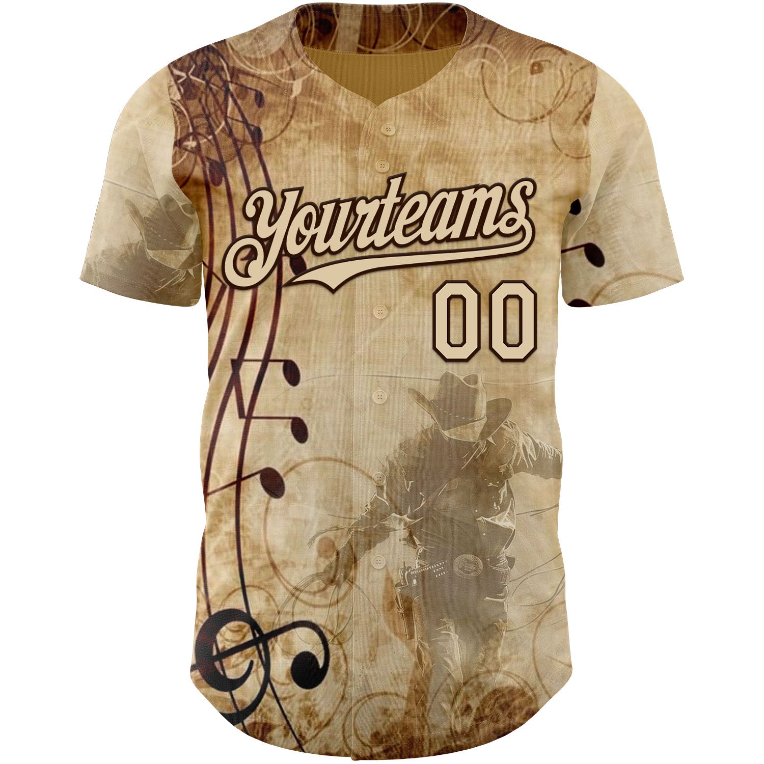 Custom City Cream Brown Texas Grunge Cowboy Country Music City Edition Authentic Baseball Jersey baseball jersey product view 2