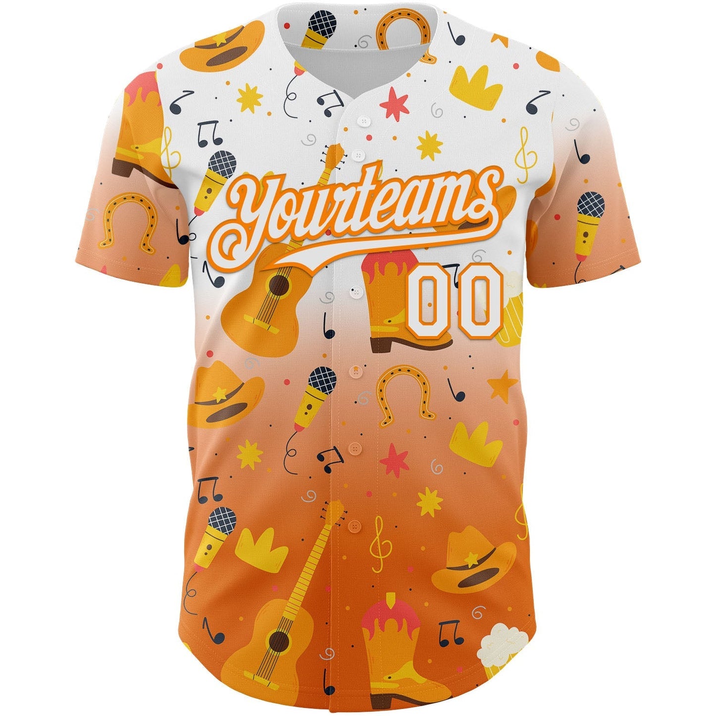 Custom White Bay Orange Texas Cowboy Country Music City Edition Authentic Baseball Jersey baseball jersey product view 2