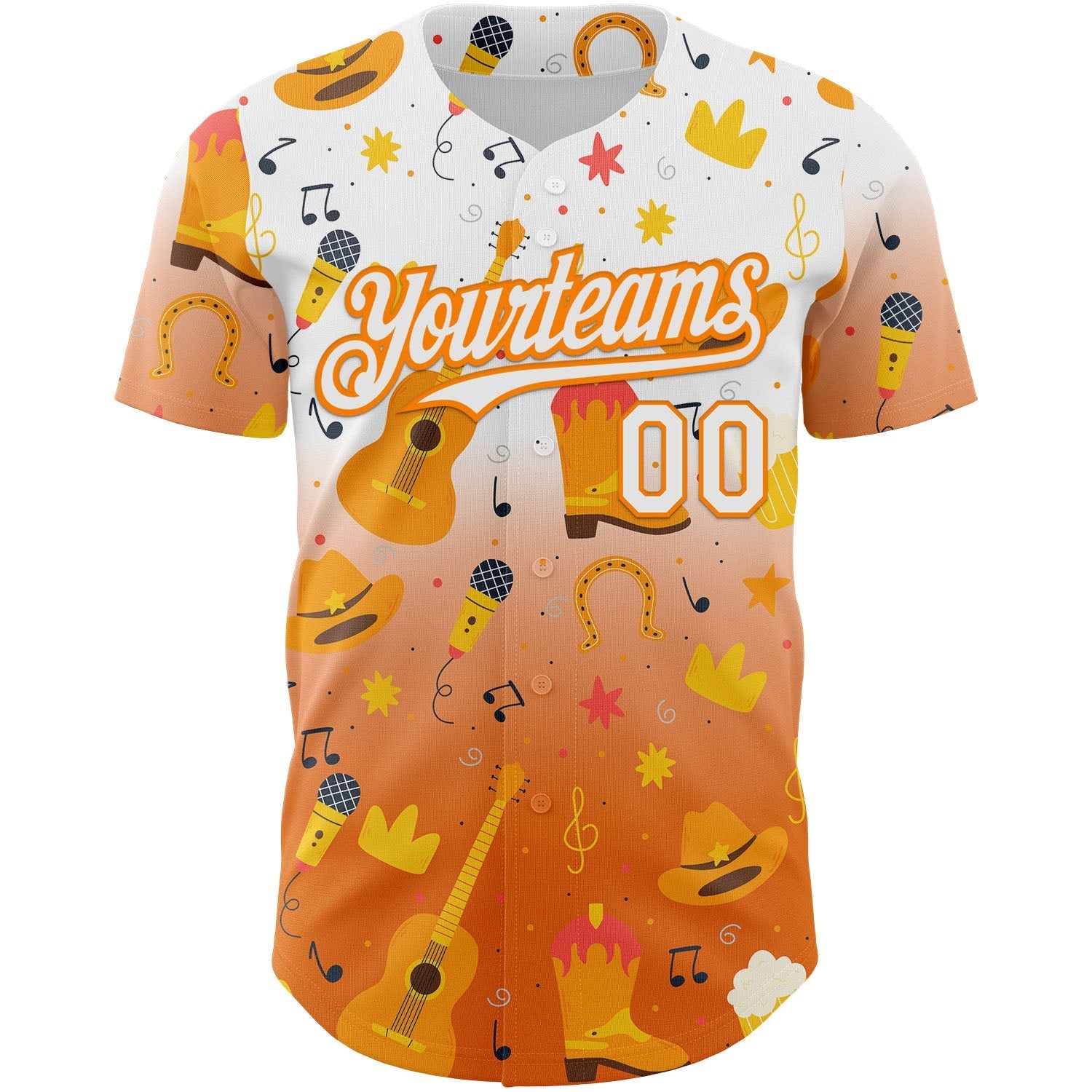 Custom White Bay Orange Texas Cowboy Country Music City Edition Authentic Baseball Jersey baseball jersey product view 2