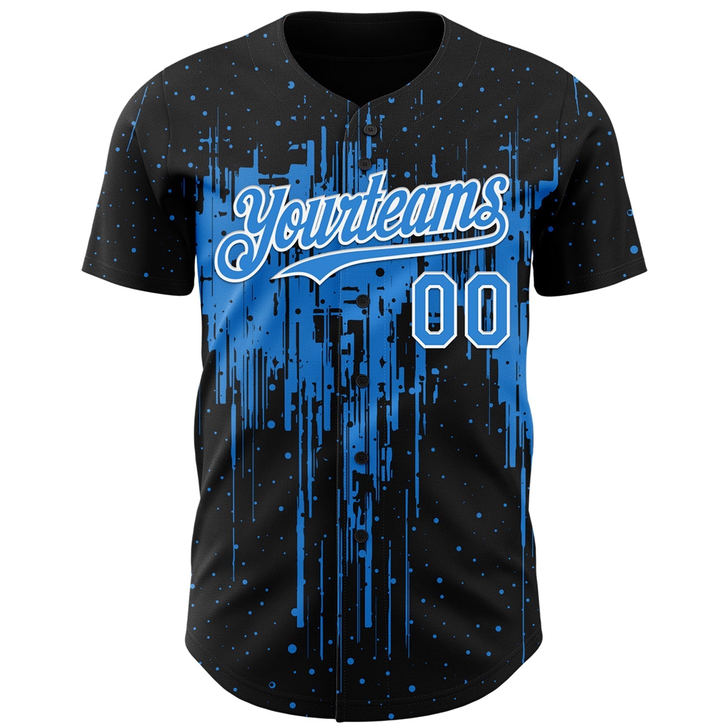 Custom Black Powder Blue-White Dripping Splatter Paint Authentic Baseball Jersey baseball jersey product view 2