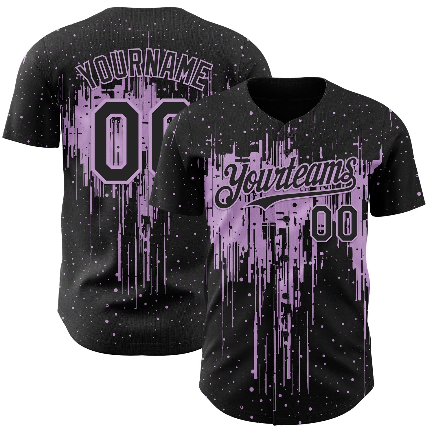Custom Black Light Purple Dripping Splatter Paint Authentic Baseball Jersey baseball jersey product view 1