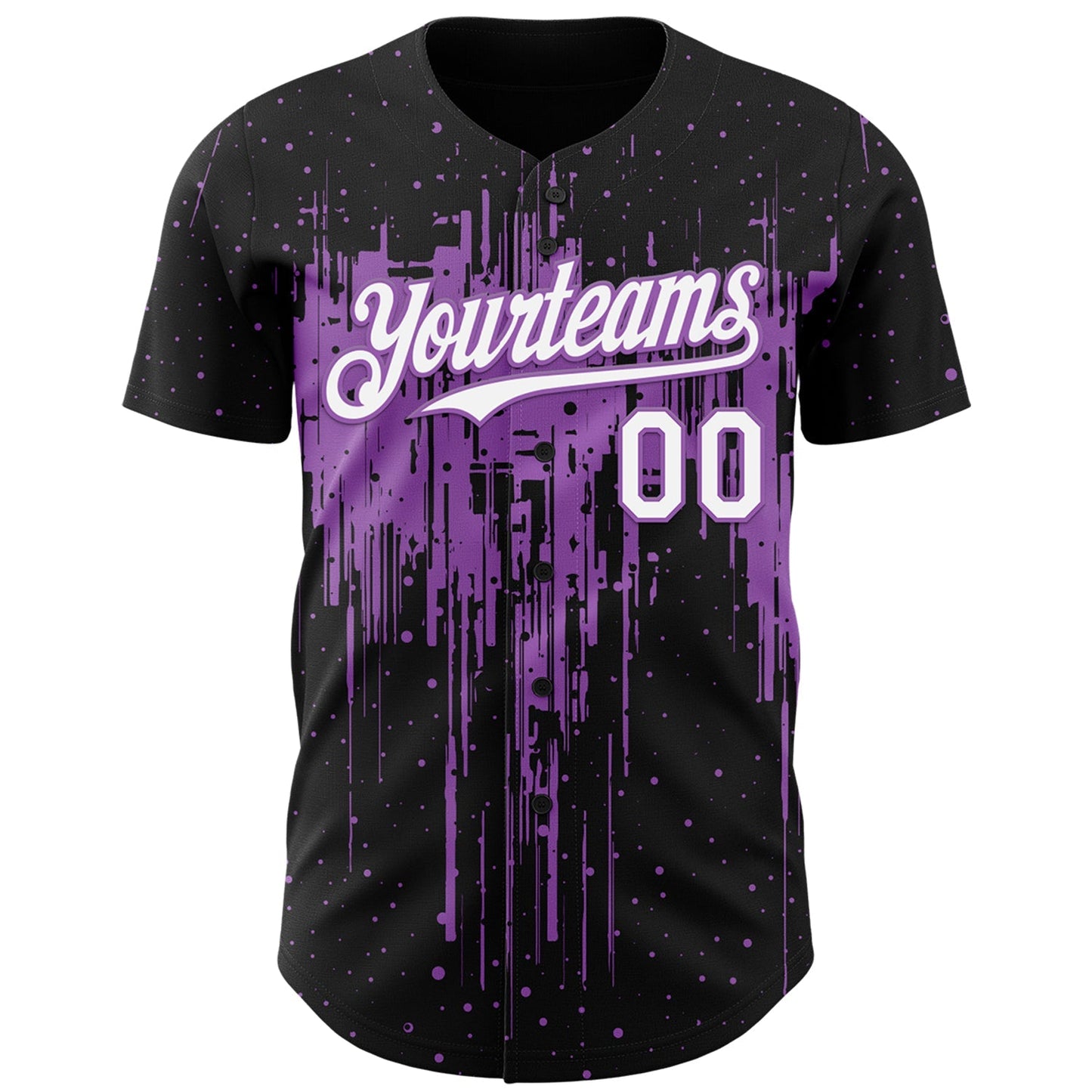 Custom Black White-Medium Purple Dripping Splatter Paint Authentic Baseball Jersey baseball jersey product view 2