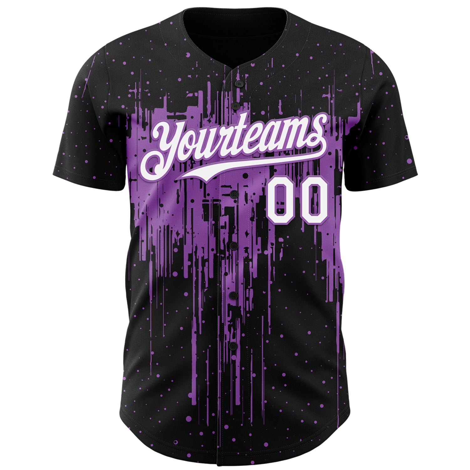 Custom Black White-Medium Purple Dripping Splatter Paint Authentic Baseball Jersey baseball jersey product view 2