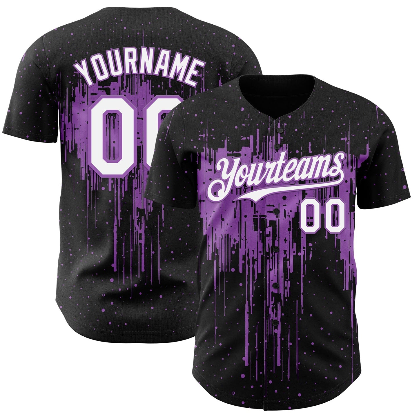 Custom Black White-Medium Purple Dripping Splatter Paint Authentic Baseball Jersey baseball jersey product view 1