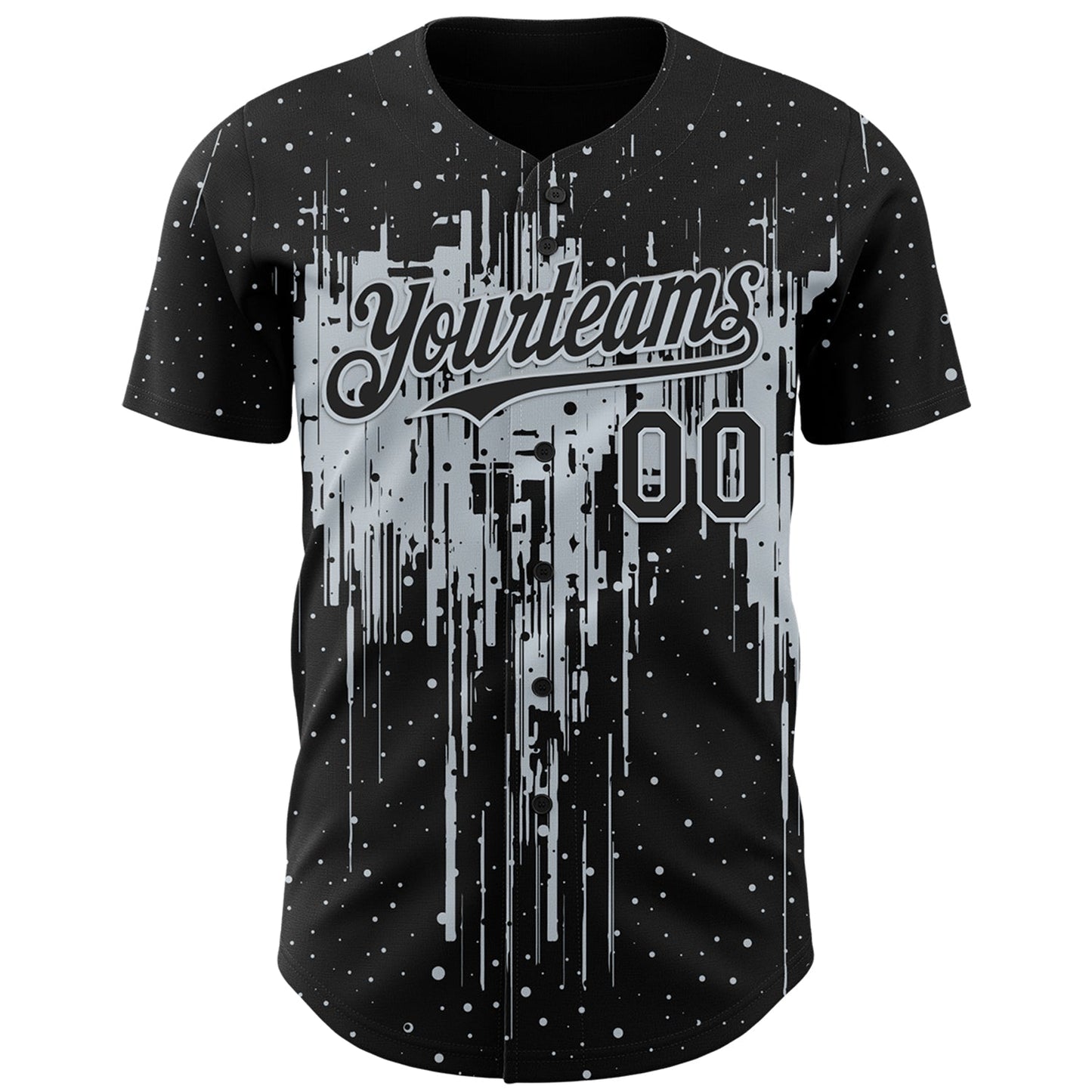 Custom Black Silver Dripping Splatter Paint Authentic Baseball Jersey baseball jersey product view 2