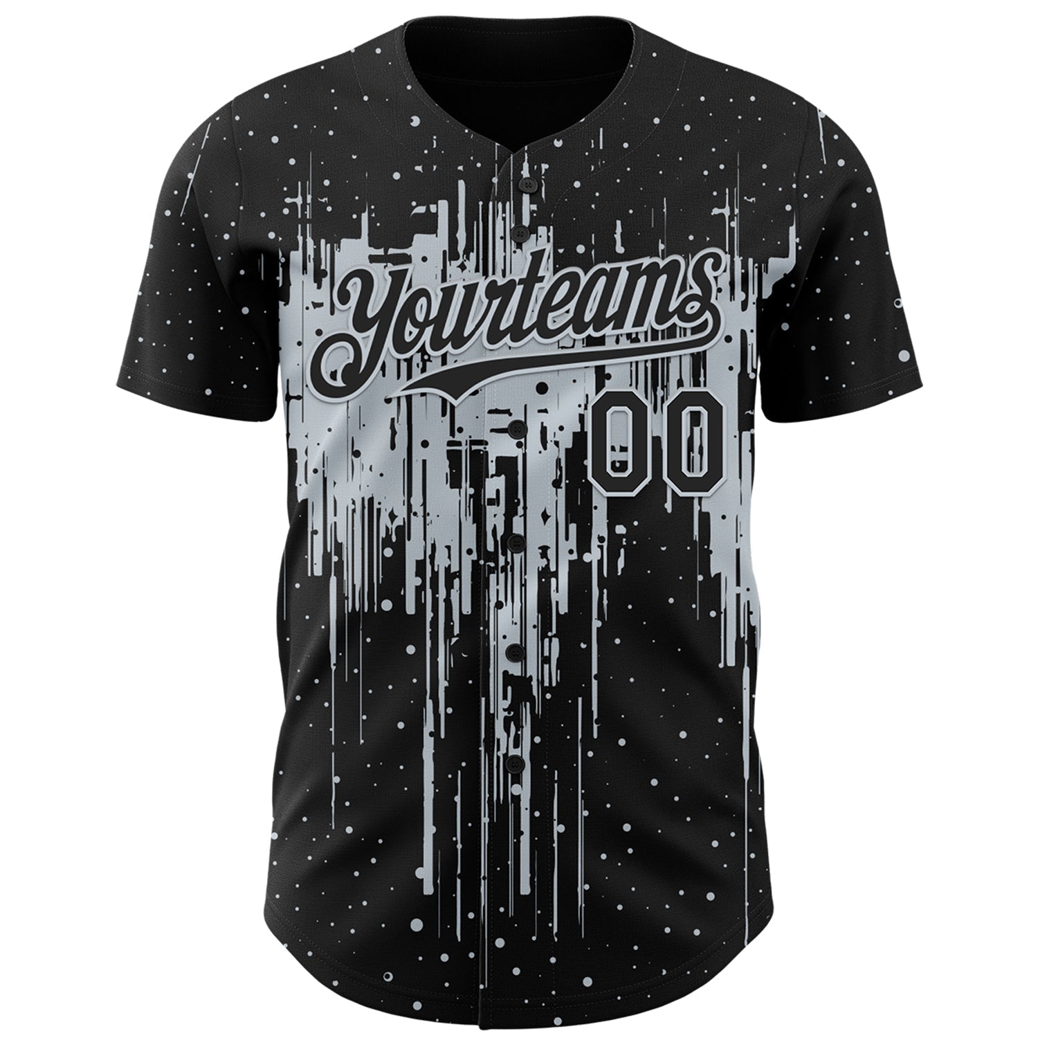 Custom Black Silver Dripping Splatter Paint Authentic Baseball Jersey baseball jersey product view 2