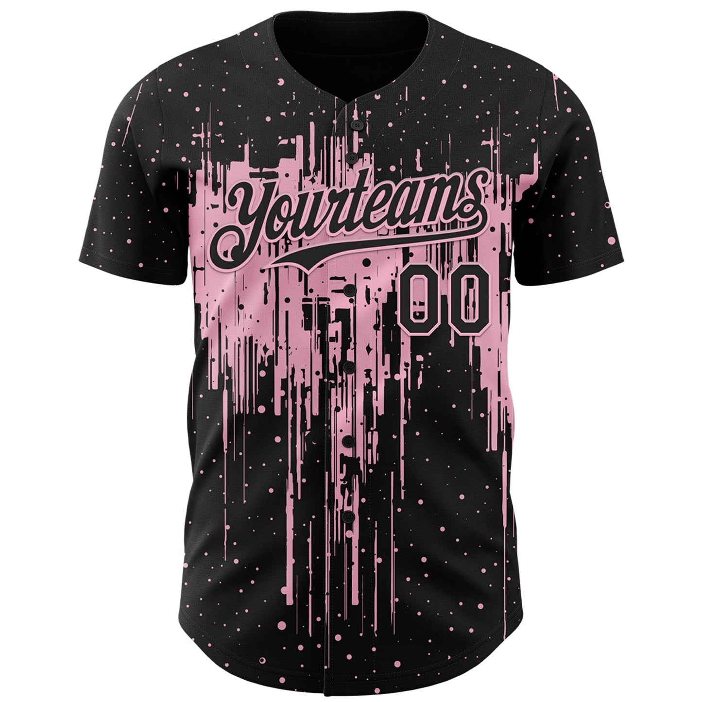 Custom Black Light Pink Dripping Splatter Paint Authentic Baseball Jersey baseball jersey product view 2