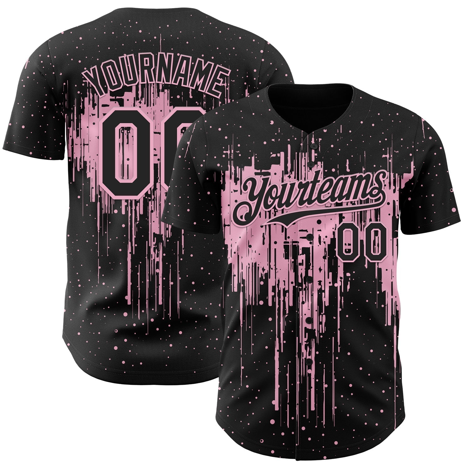 Custom Black Light Pink Dripping Splatter Paint Authentic Baseball Jersey baseball jersey product view 1