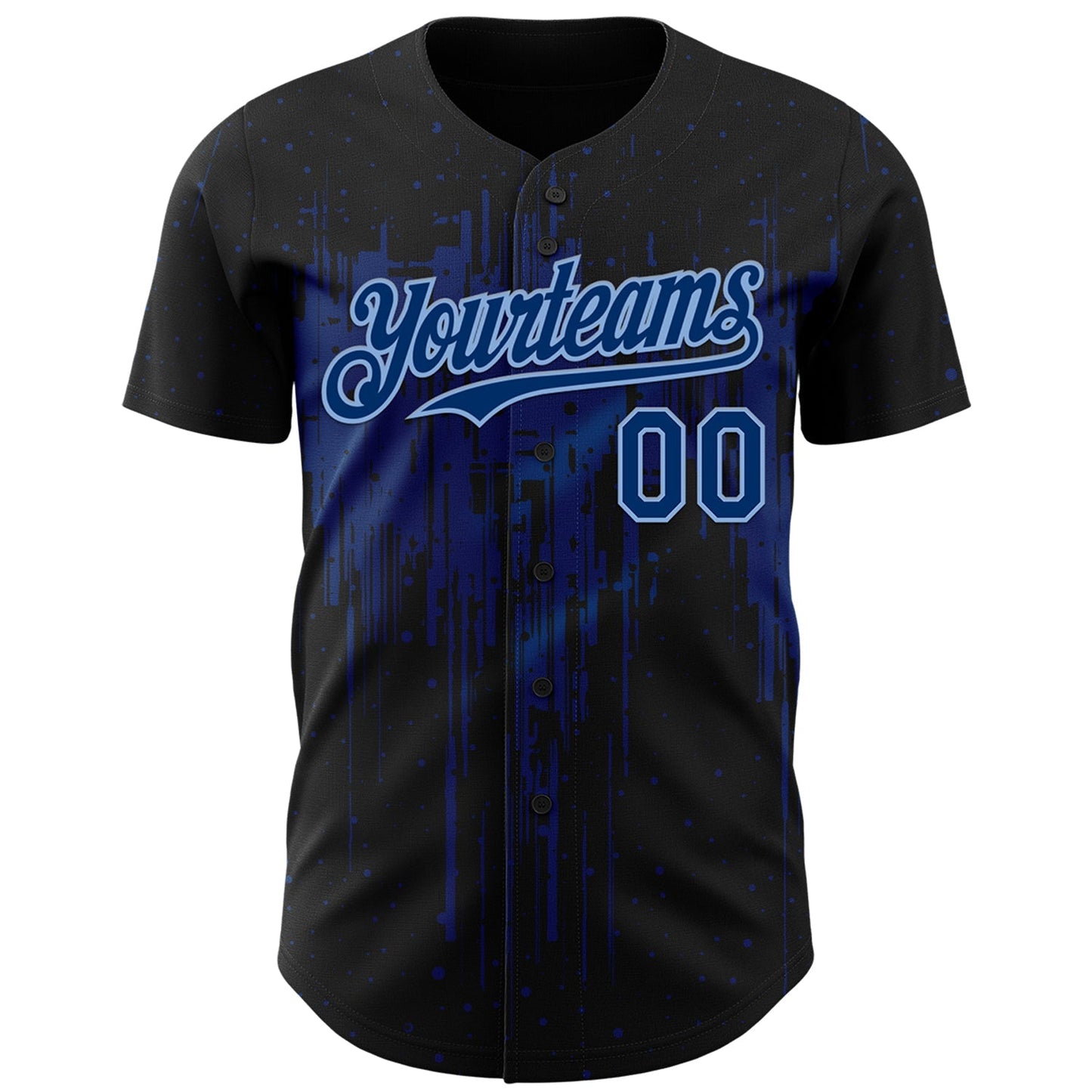 Custom Black US Navy Blue-Light Blue Dripping Splatter Paint Authentic Baseball Jersey baseball jersey product view 2