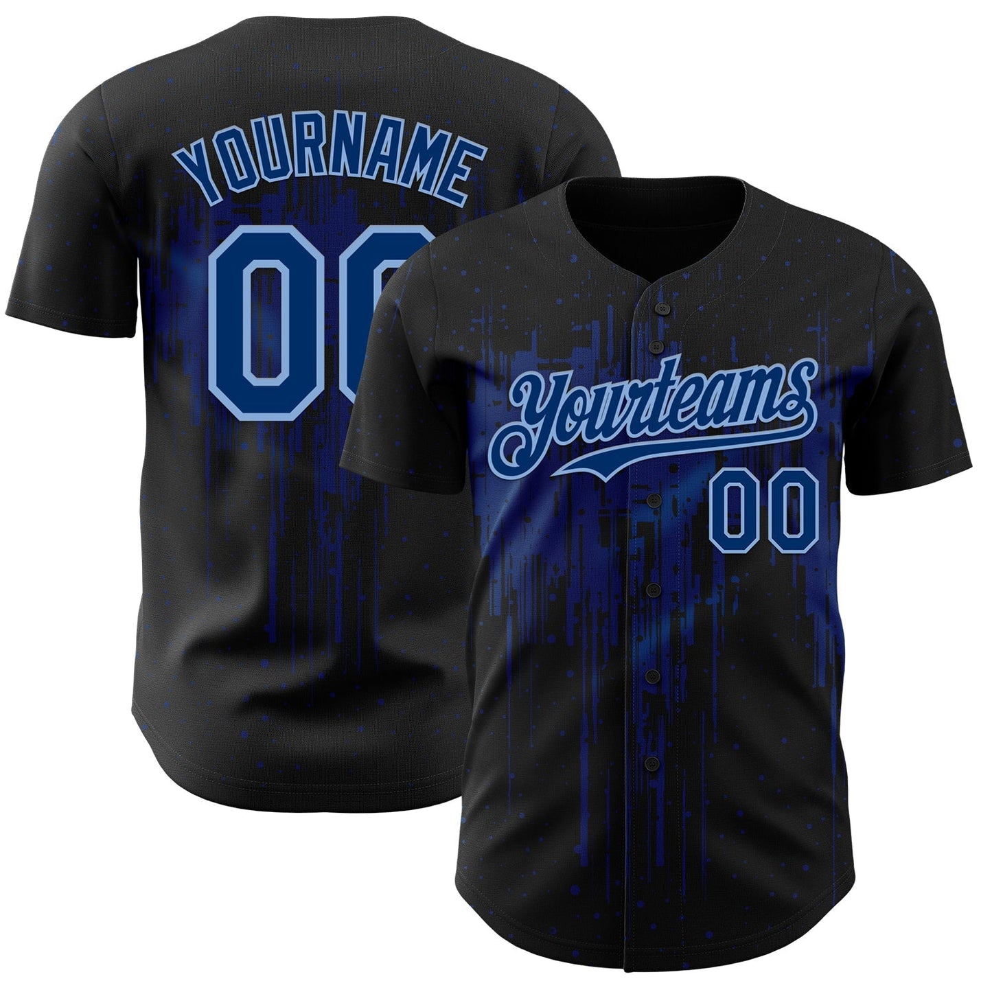Custom Black US Navy Blue-Light Blue Dripping Splatter Paint Authentic Baseball Jersey baseball jersey product view 1