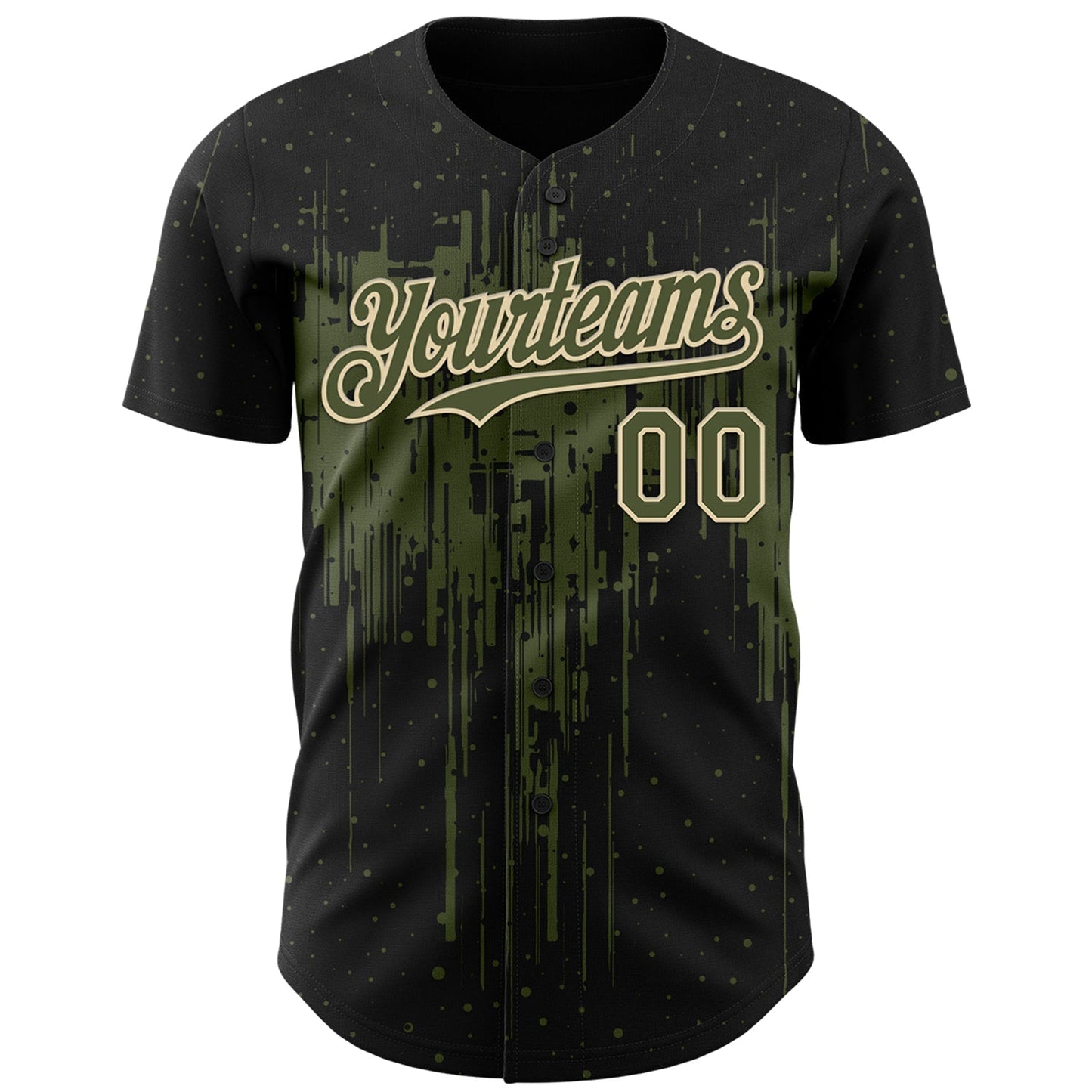 Custom Black Olive-Cream Dripping Splatter Paint Authentic Baseball Jersey baseball jersey product view 2