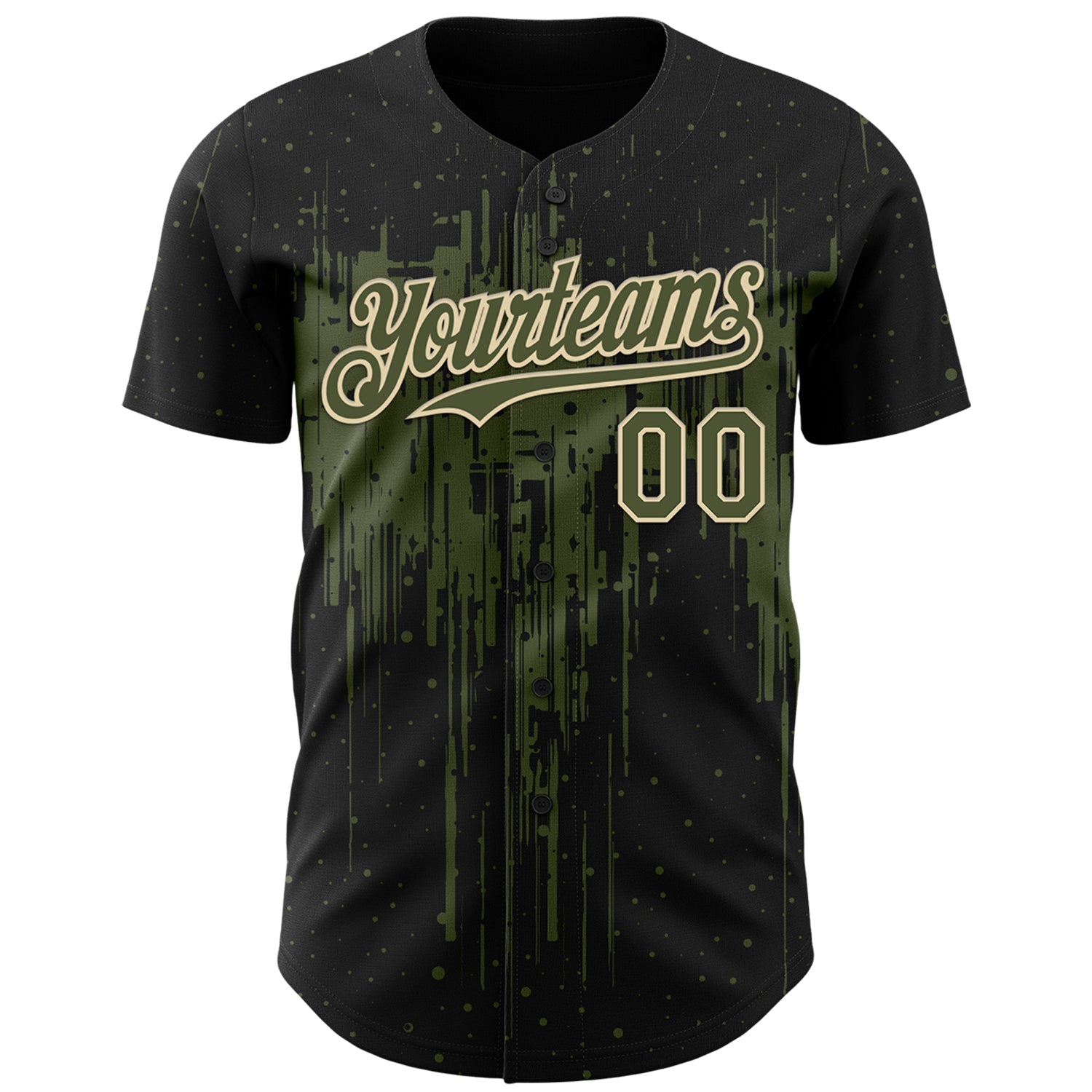 Custom Black Olive-Cream Dripping Splatter Paint Authentic Baseball Jersey baseball jersey product view 2