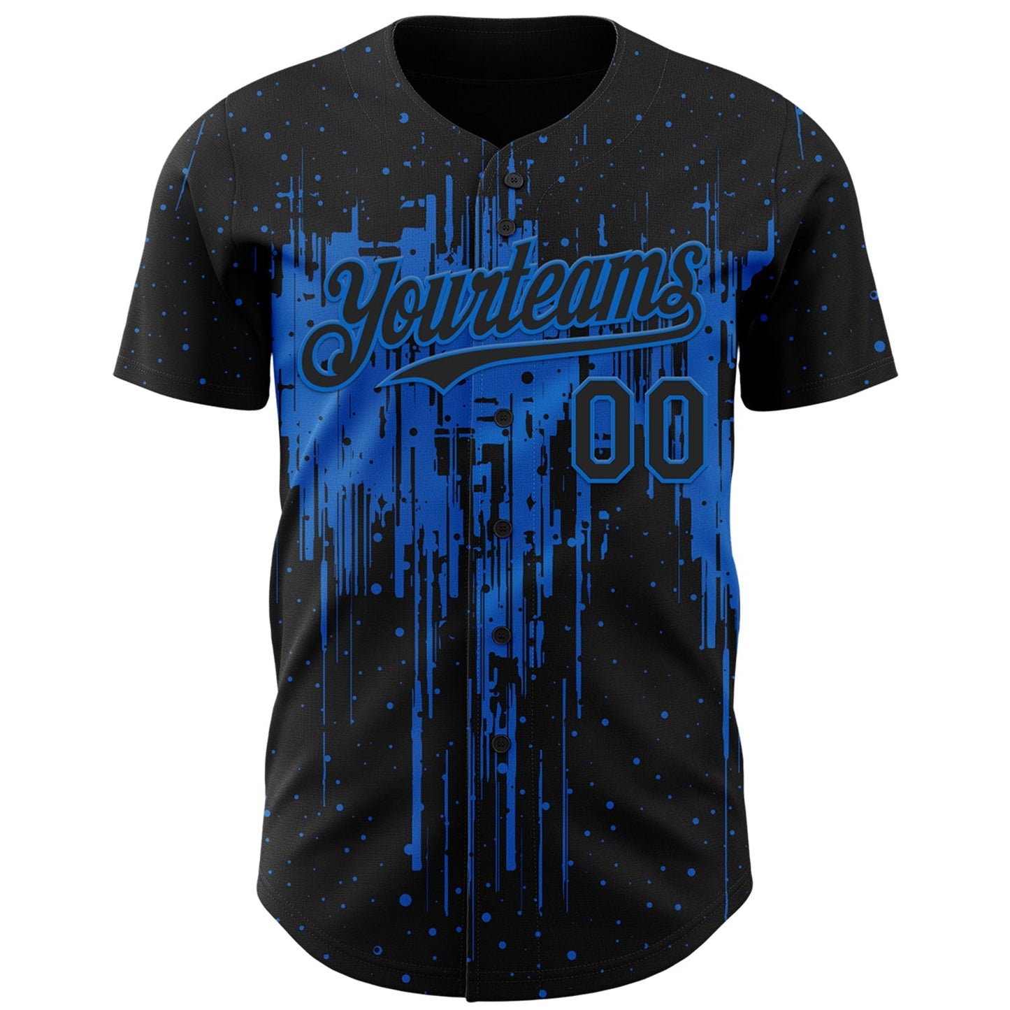 Custom Black Blue Dripping Splatter Paint Authentic Baseball Jersey baseball jersey product view 2