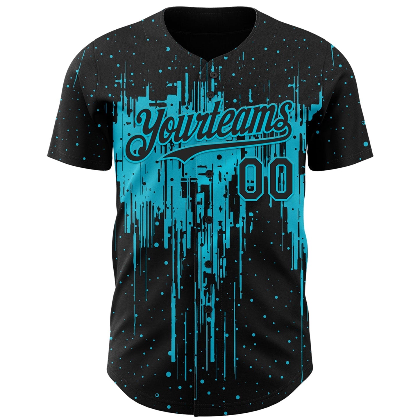 Custom Black Lakes Blue Dripping Splatter Paint Authentic Baseball Jersey baseball jersey product view 2
