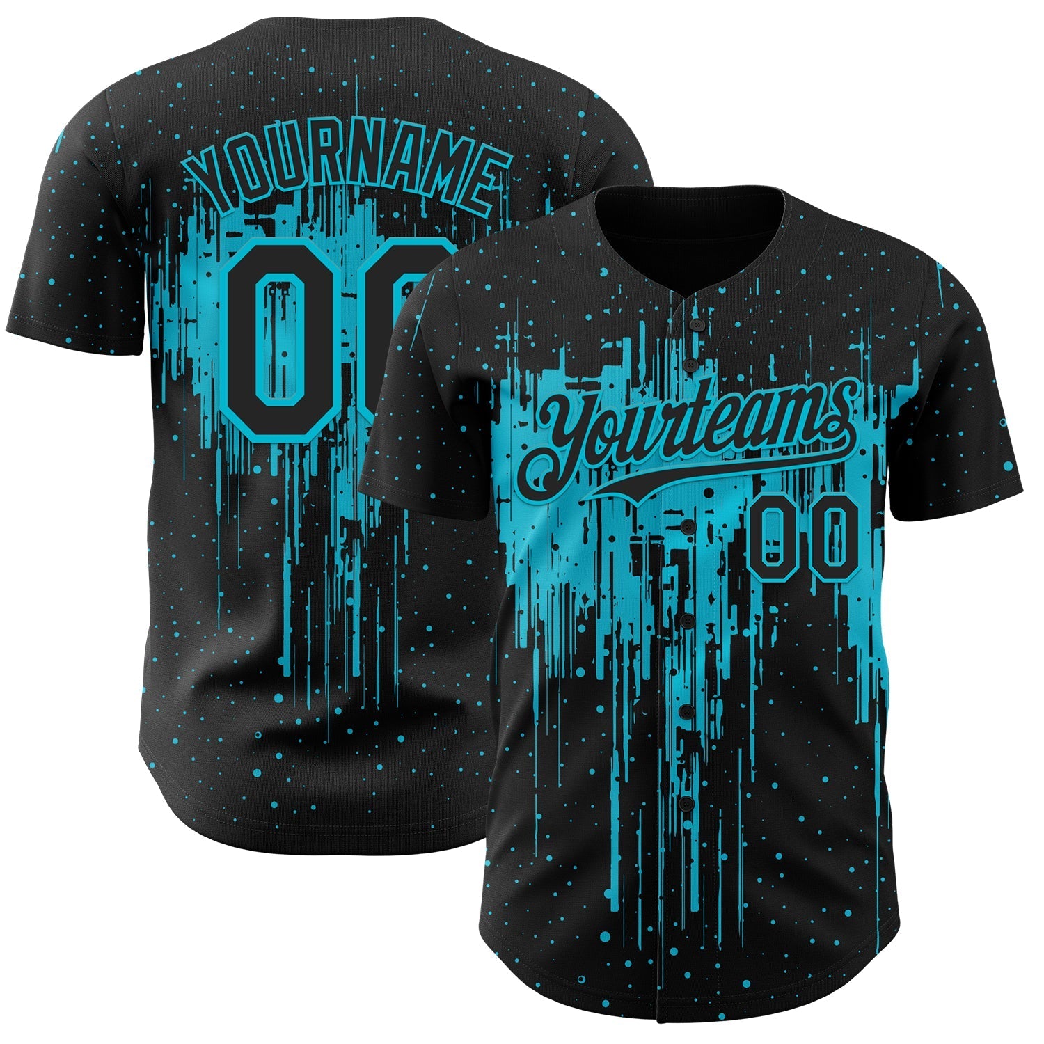 Custom Black Lakes Blue Dripping Splatter Paint Authentic Baseball Jersey baseball jersey product view 1