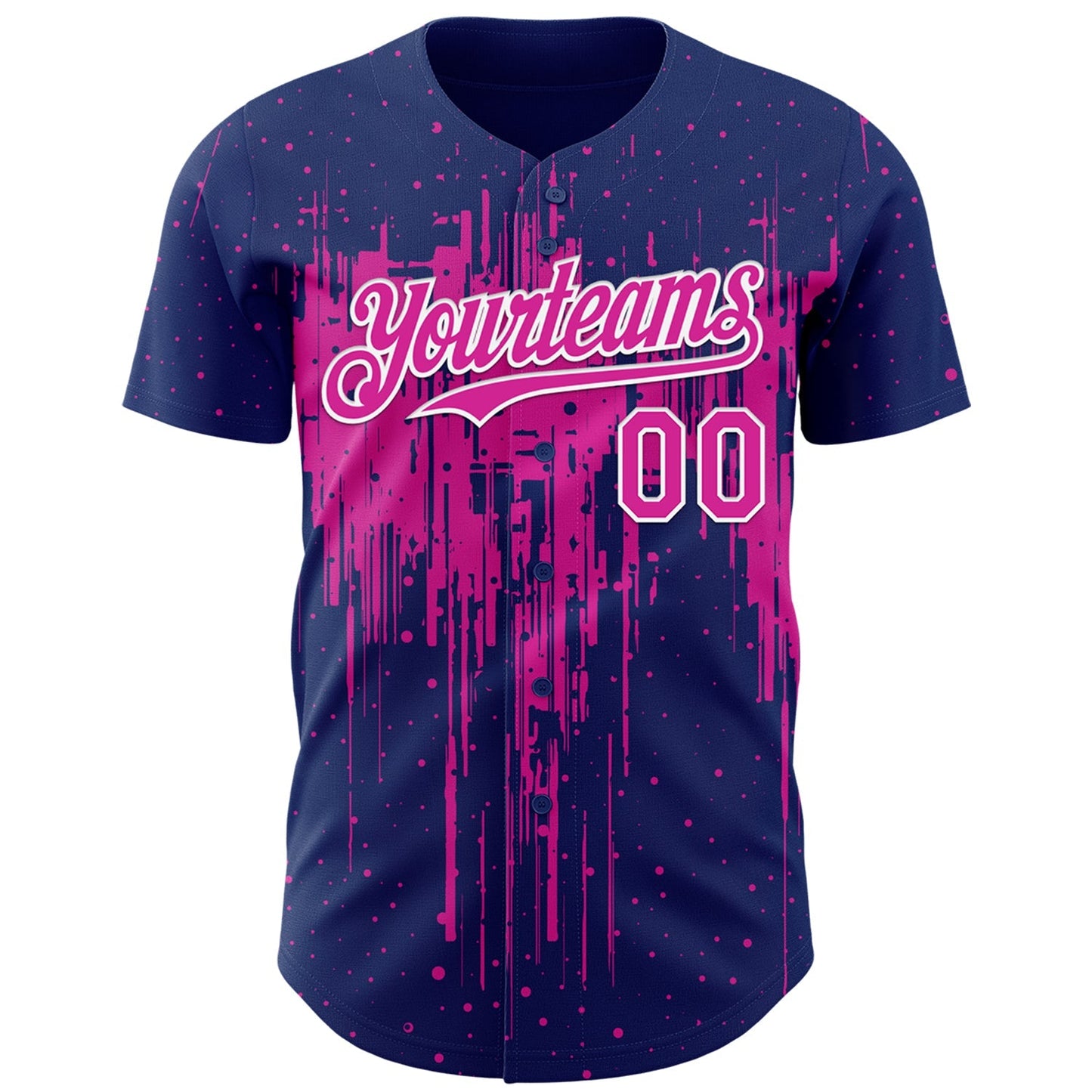 Custom Royal Deep Pink-White Dripping Splatter Paint Authentic Baseball Jersey baseball jersey product view 2