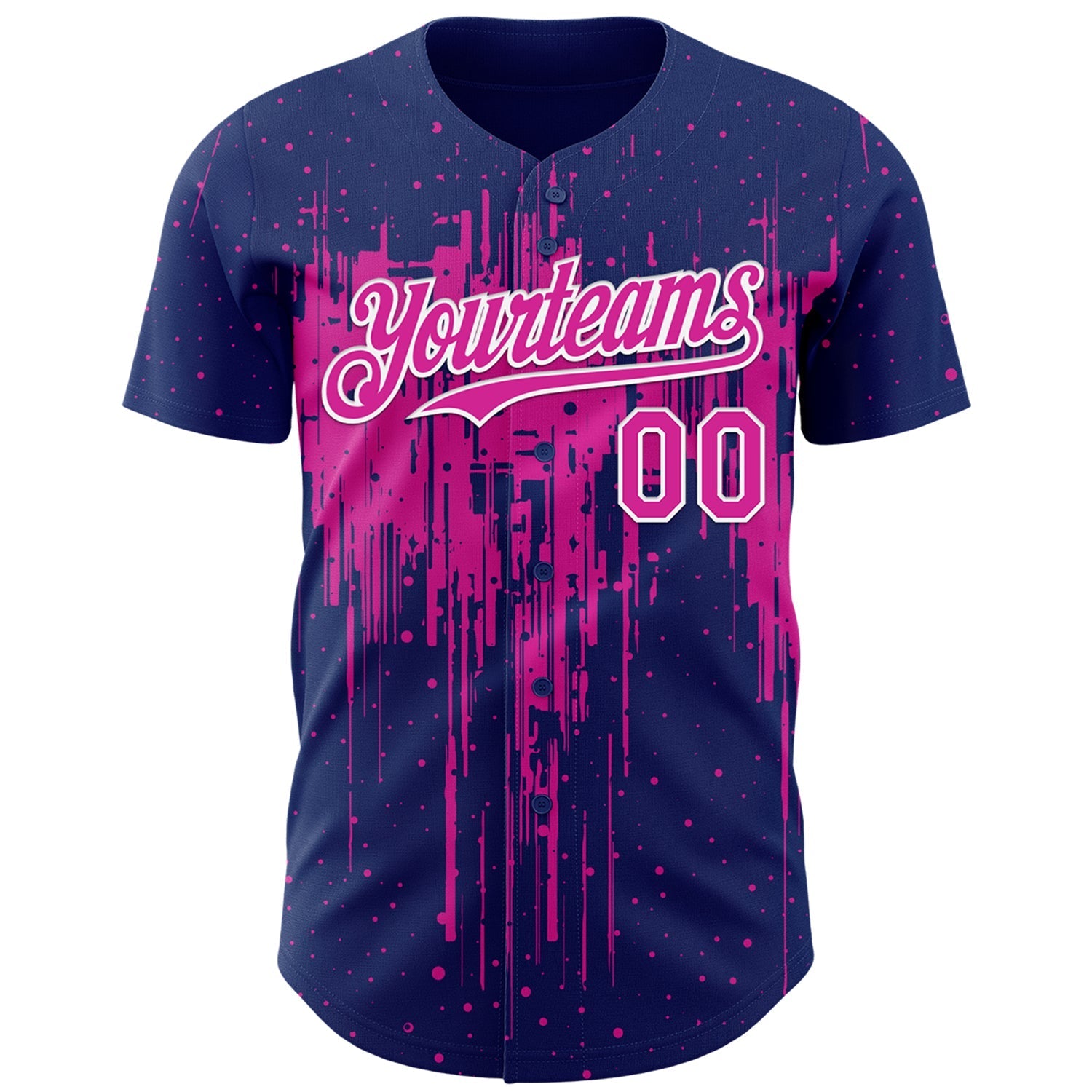 Custom Royal Deep Pink-White Dripping Splatter Paint Authentic Baseball Jersey baseball jersey product view 2