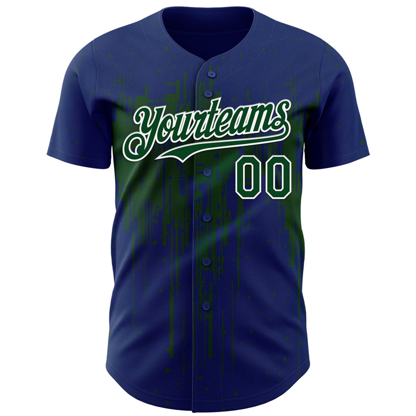 Custom Royal Green-White Dripping Splatter Paint Authentic Baseball Jersey baseball jersey product view 2