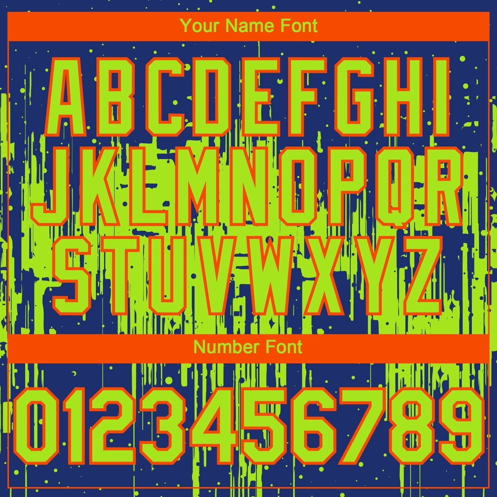 Custom Royal Neon Green-Orange Dripping Splatter Paint Authentic Baseball Jersey baseball jersey product view 5