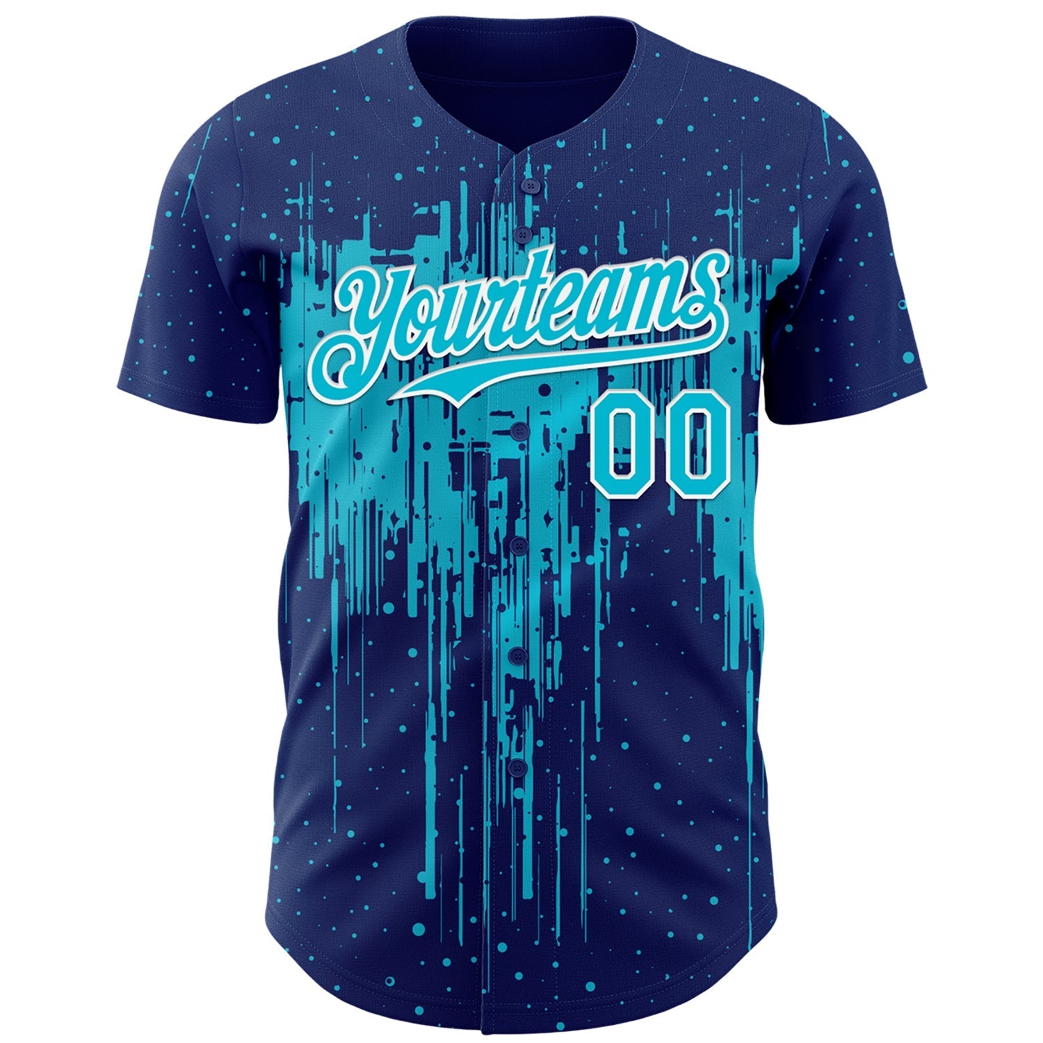 Custom Royal Lakes Blue-White Dripping Splatter Paint Authentic Baseball Jersey baseball jersey product view 2