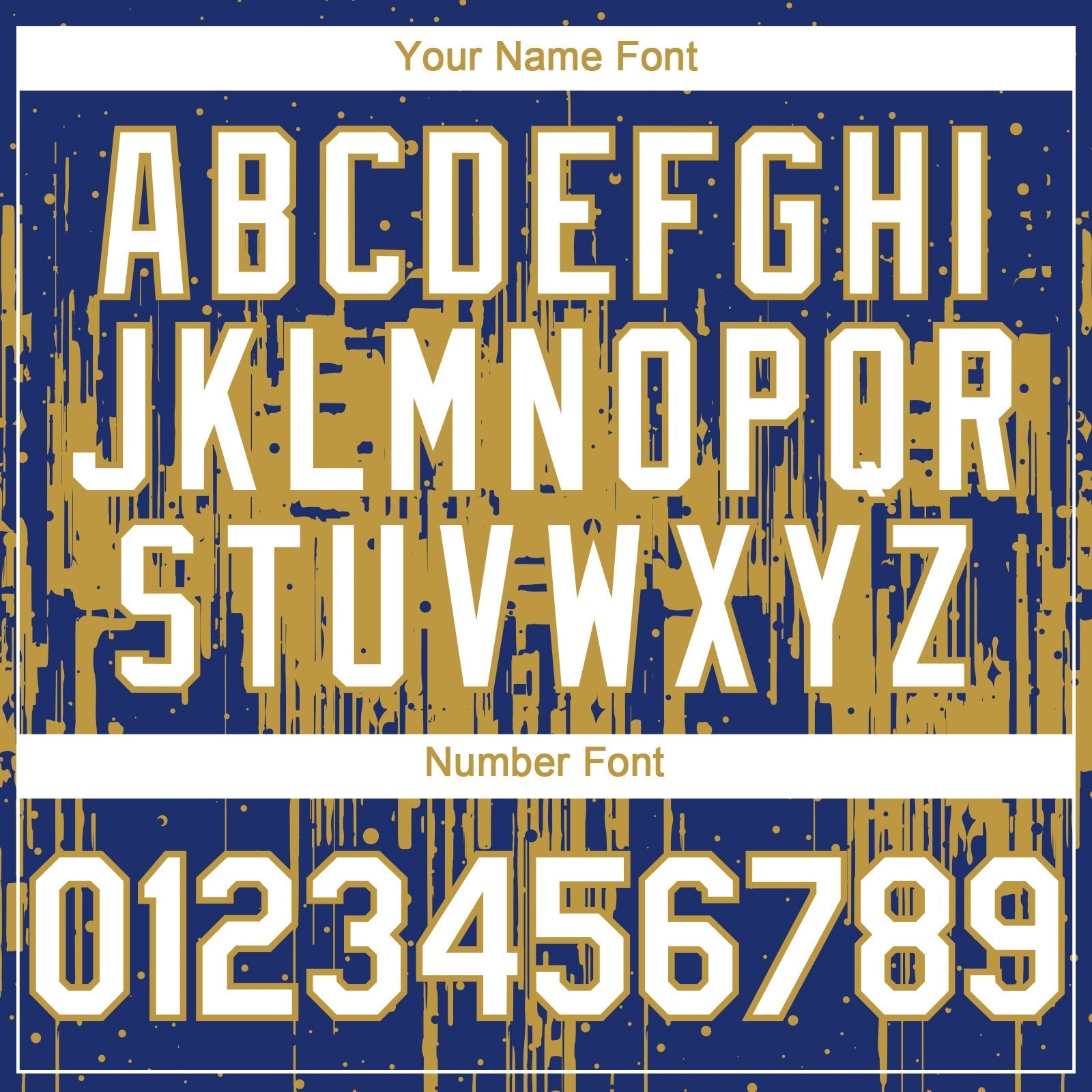 Custom Royal White-Old Gold Dripping Splatter Paint Authentic Baseball Jersey baseball jersey product view 5