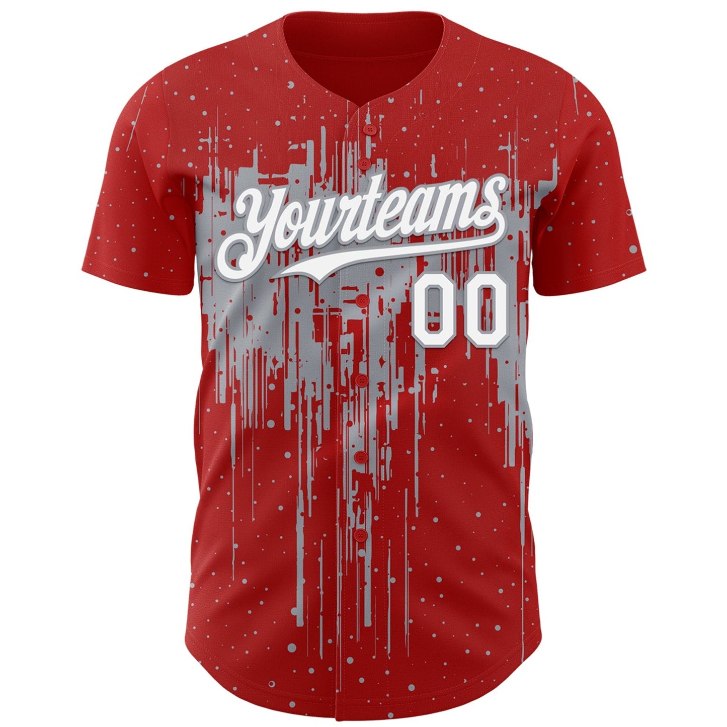 Custom Red White-Gray Dripping Splatter Paint Authentic Baseball Jersey baseball jersey product view 2