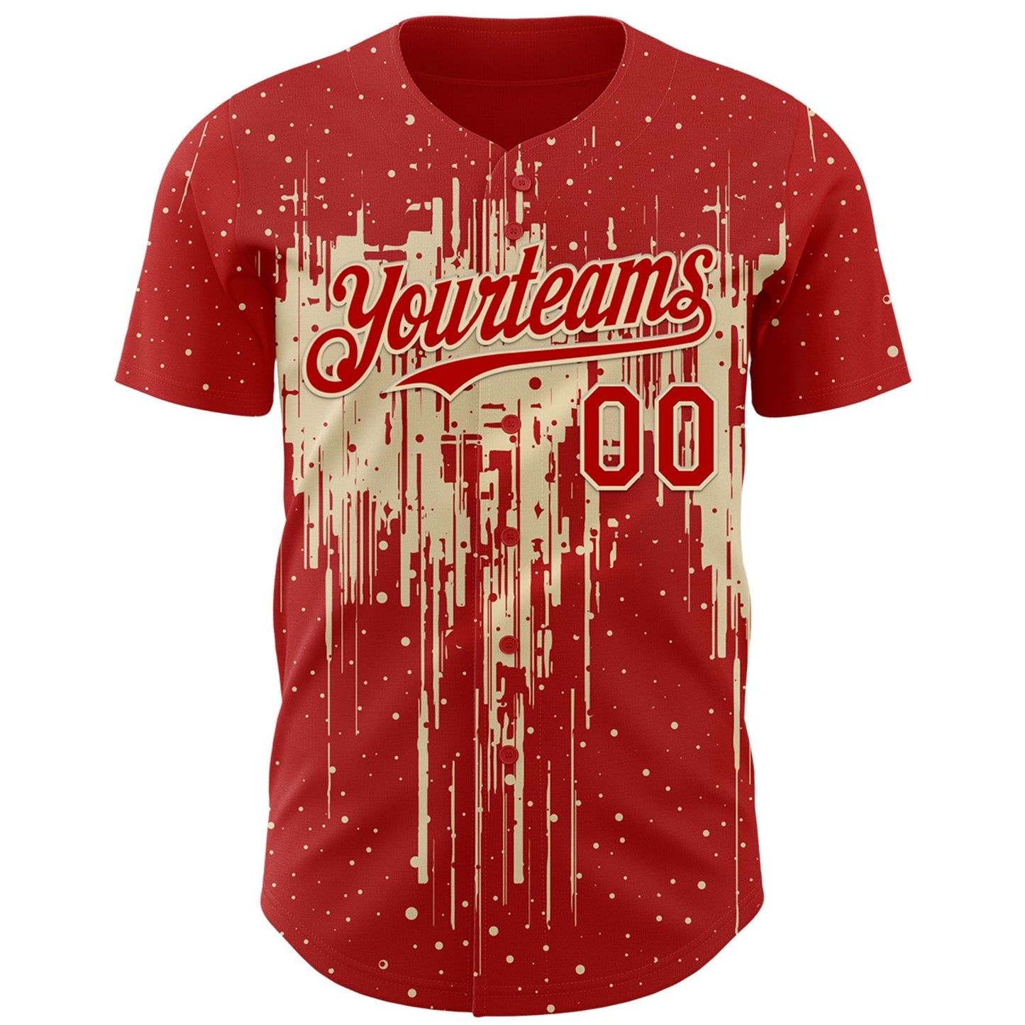 Custom Red Cream Dripping Splatter Paint Authentic Baseball Jersey baseball jersey product view 2
