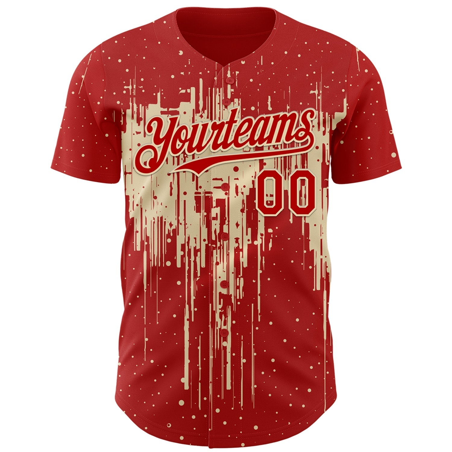 Custom Red Cream Dripping Splatter Paint Authentic Baseball Jersey baseball jersey product view 2