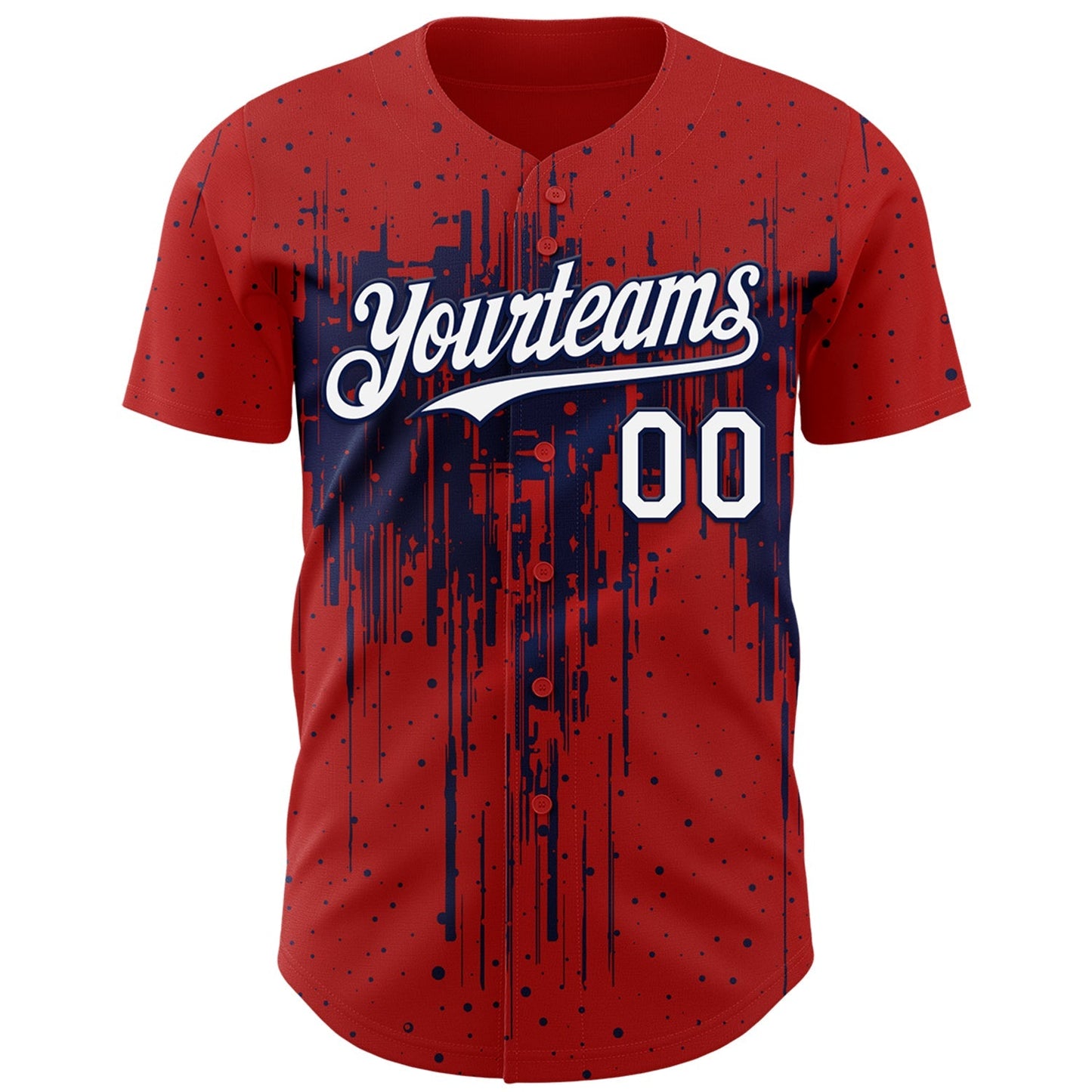 Custom Red White-Navy Dripping Splatter Paint Authentic Baseball Jersey baseball jersey product view 2