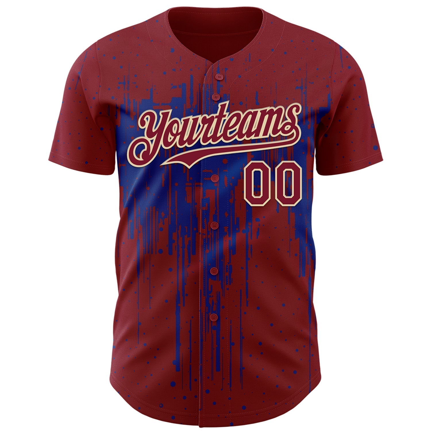 Custom Crimson Cream-Royal Dripping Splatter Paint Authentic Baseball Jersey baseball jersey product view 2