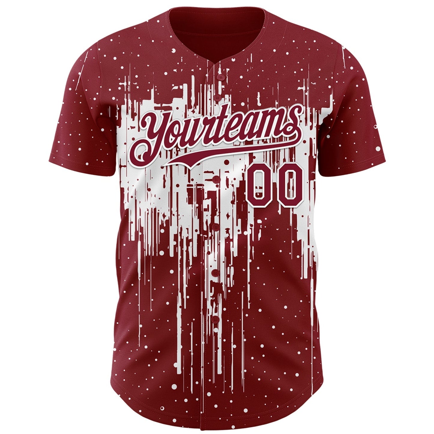 Custom Crimson White Dripping Splatter Paint Authentic Baseball Jersey baseball jersey product view 2