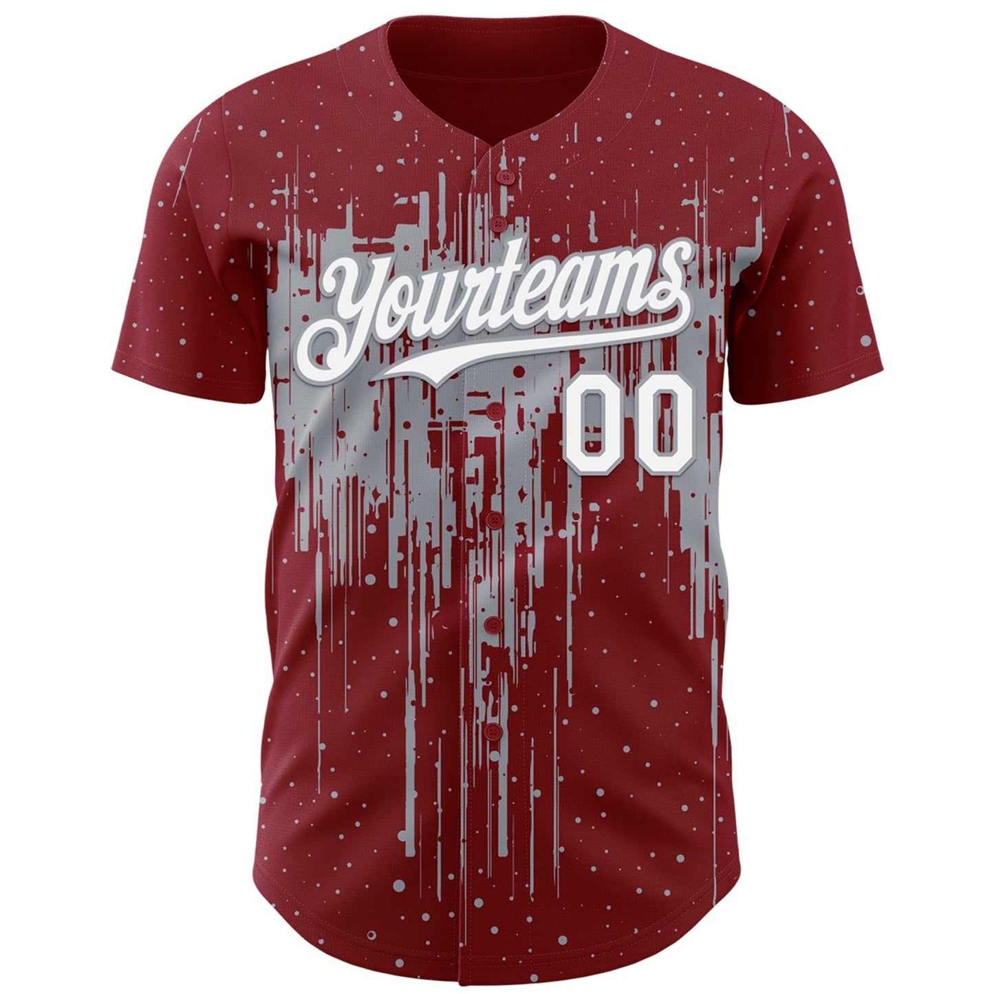 Custom Crimson White-Gray Dripping Splatter Paint Authentic Baseball Jersey baseball jersey product view 2