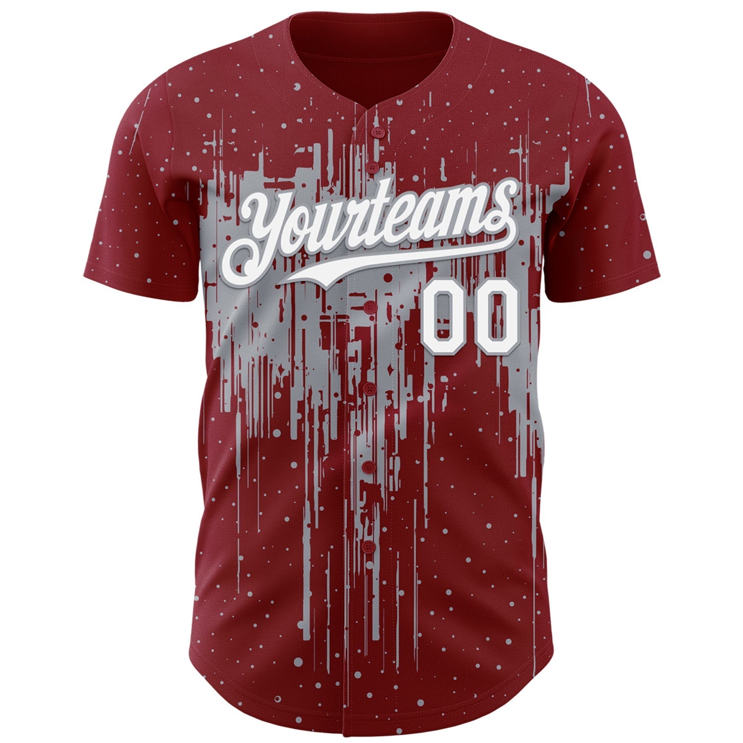 Custom Crimson White-Gray Dripping Splatter Paint Authentic Baseball Jersey baseball jersey product view 2