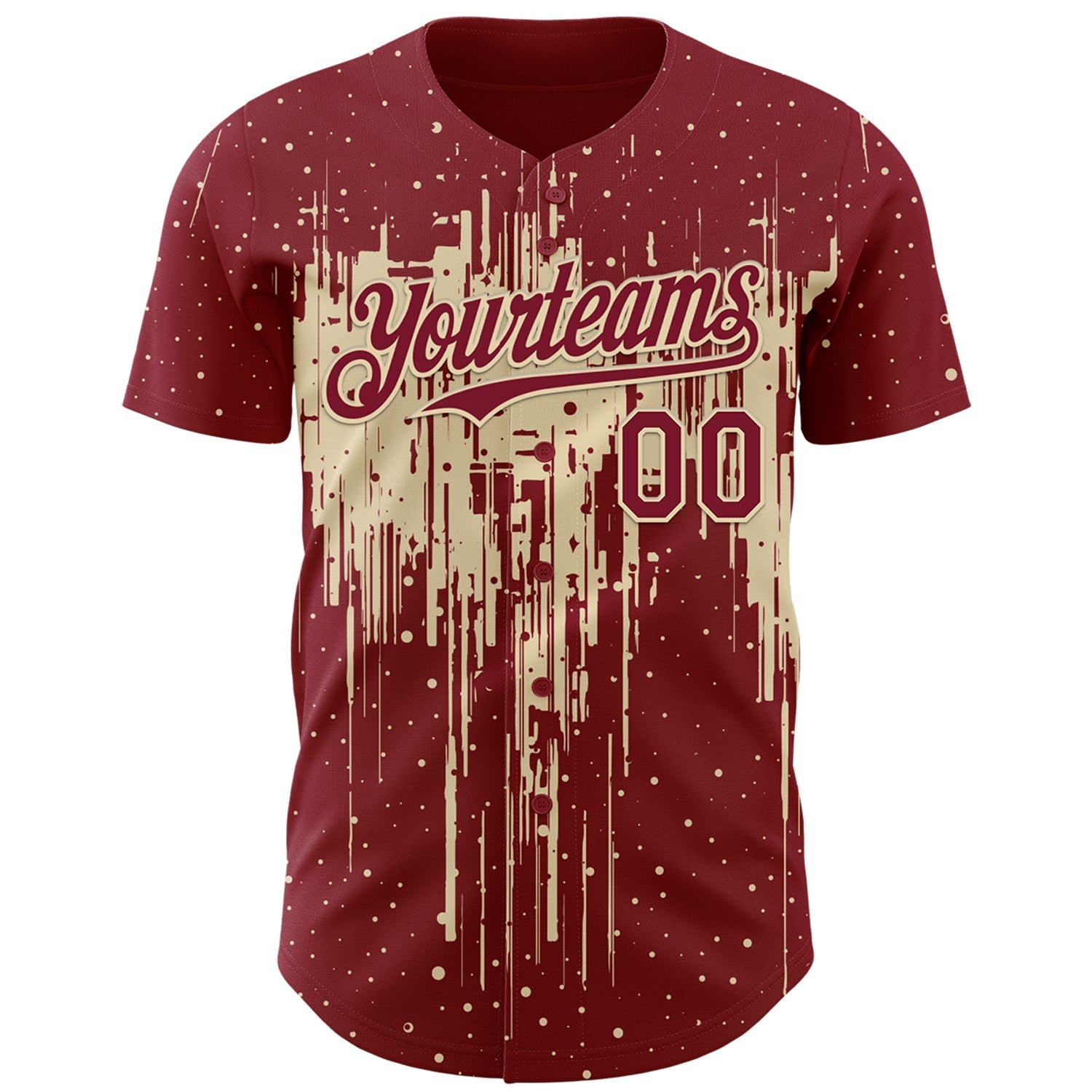 Custom Crimson Cream Dripping Splatter Paint Authentic Baseball Jersey baseball jersey product view 2