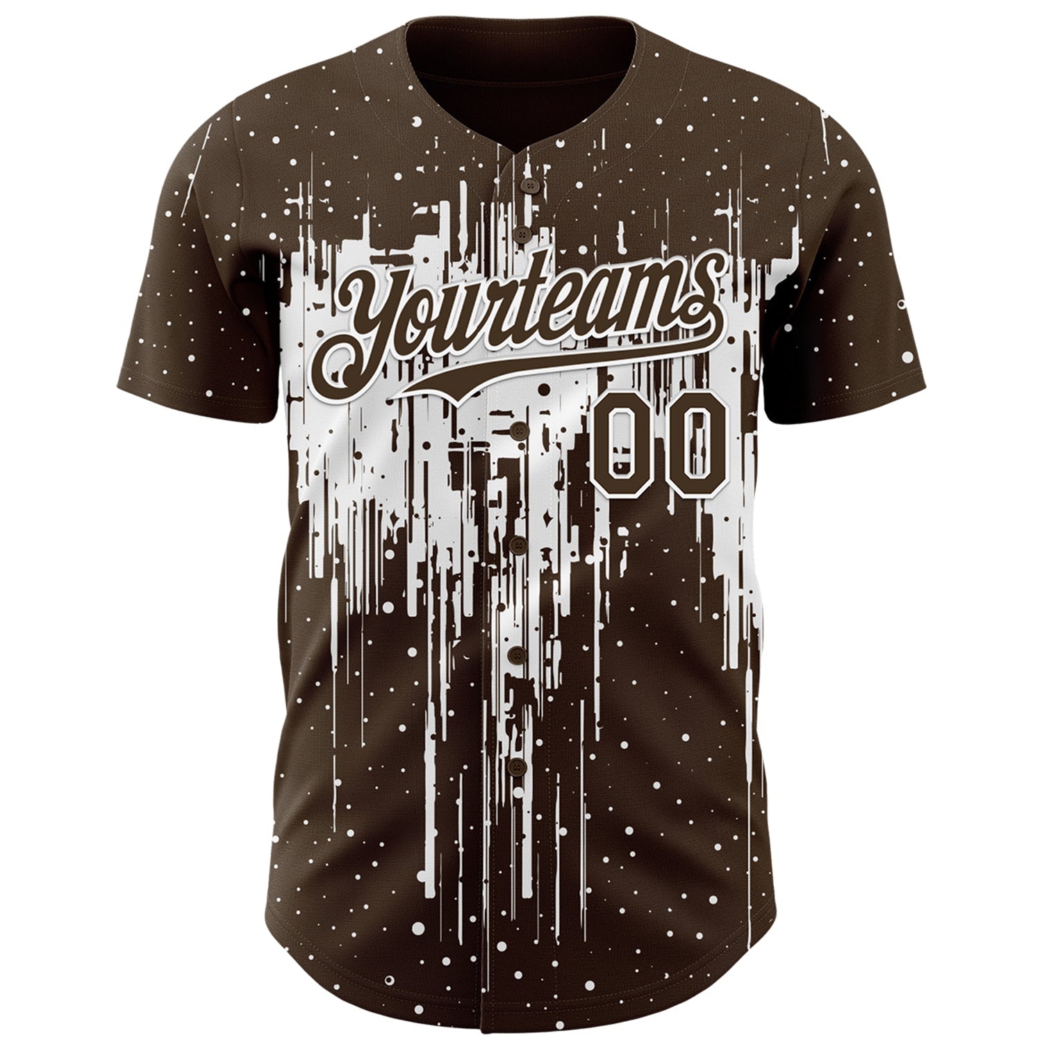 Custom Brown White Dripping Splatter Paint Authentic Baseball Jersey baseball jersey product view 2