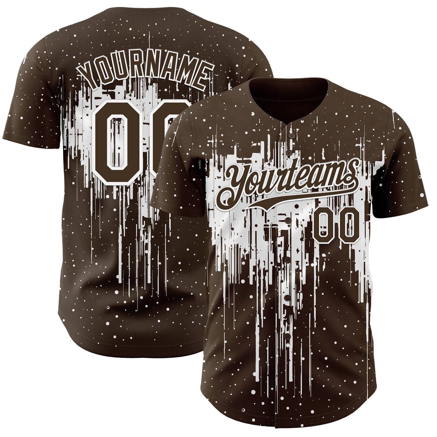 Custom Brown White Dripping Splatter Paint Authentic Baseball Jersey baseball jersey product view 1