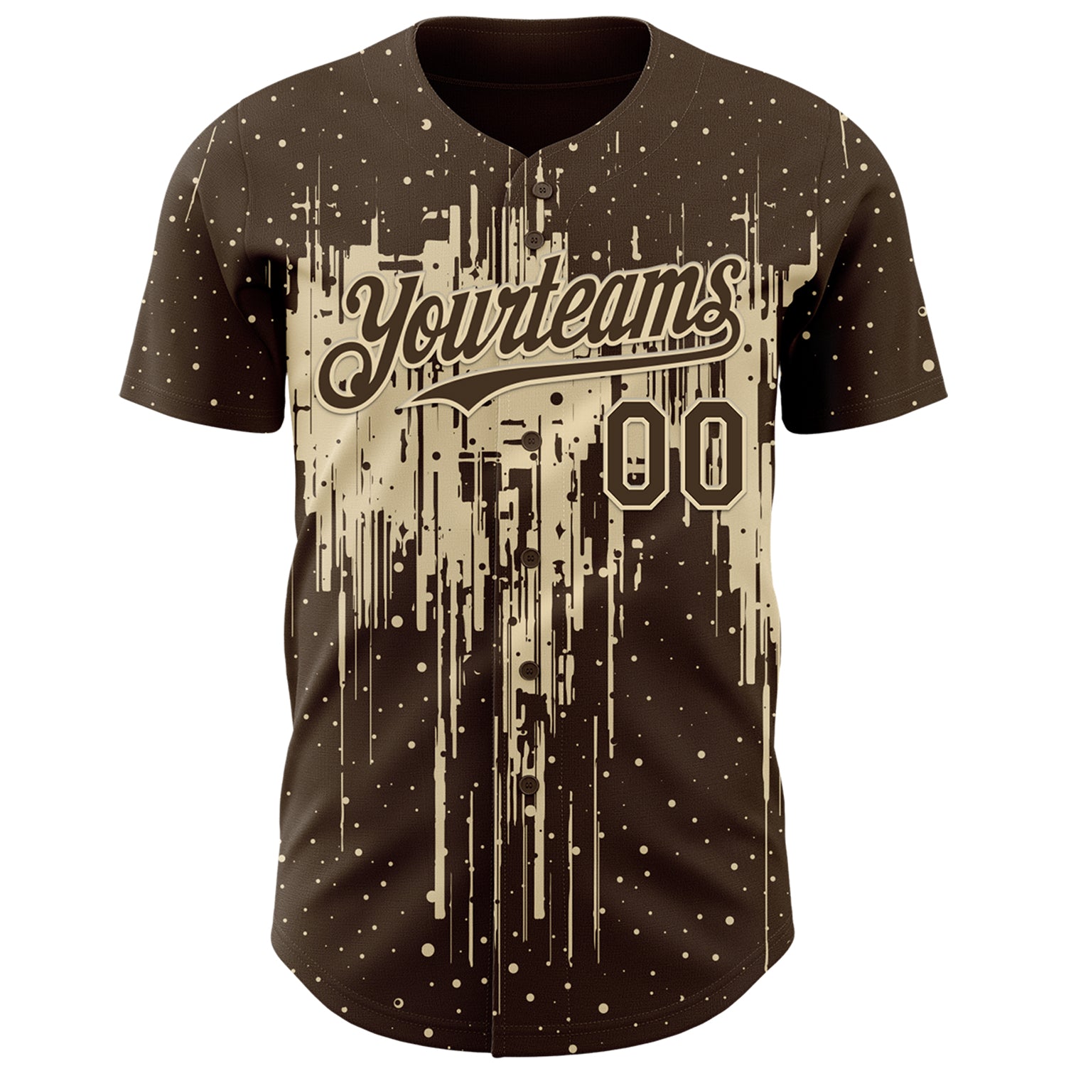 Custom Brown Cream Dripping Splatter Paint Authentic Baseball Jersey baseball jersey product view 2
