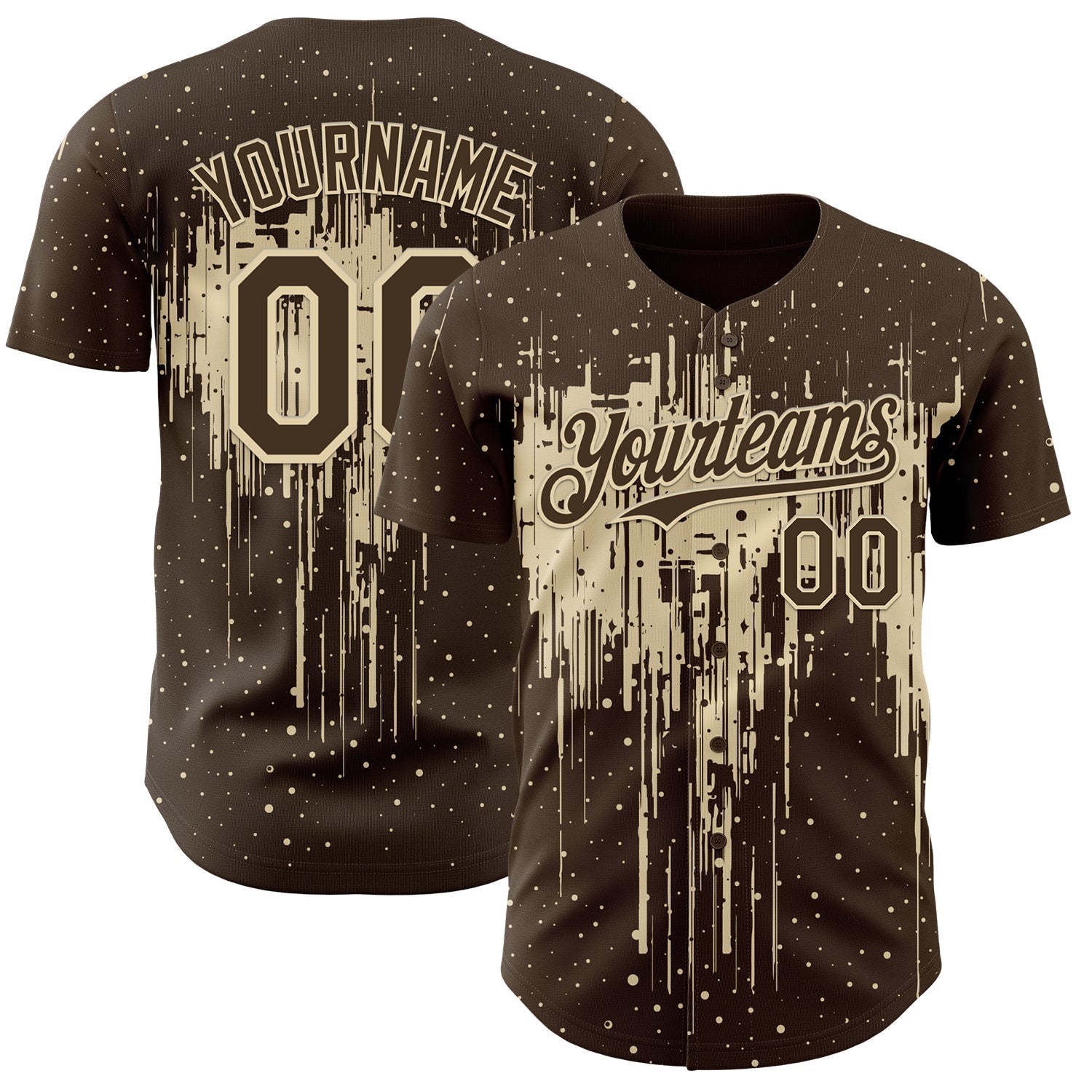 Custom Brown Cream Dripping Splatter Paint Authentic Baseball Jersey baseball jersey product view 1