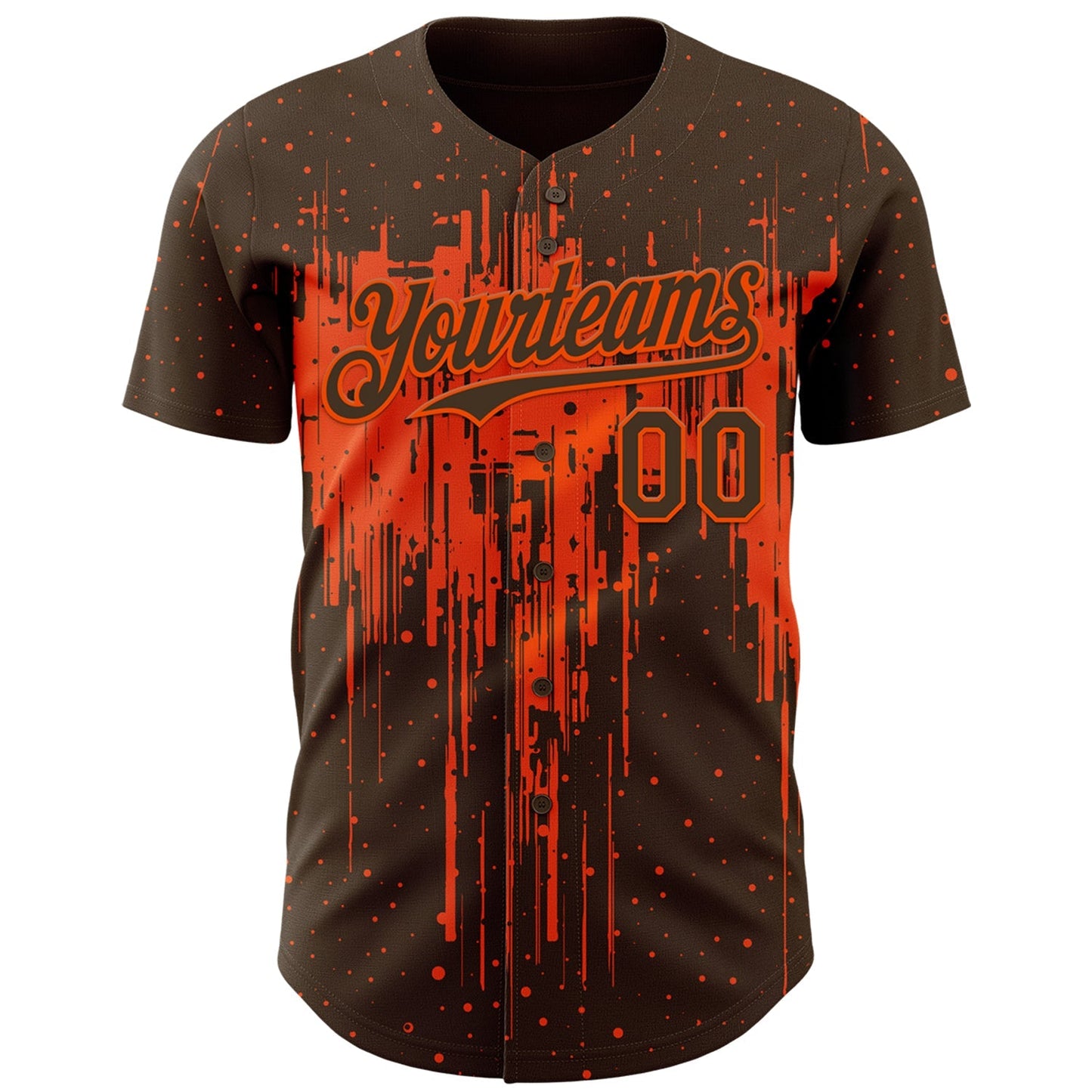 Custom Brown Orange Dripping Splatter Paint Authentic Baseball Jersey baseball jersey product view 2