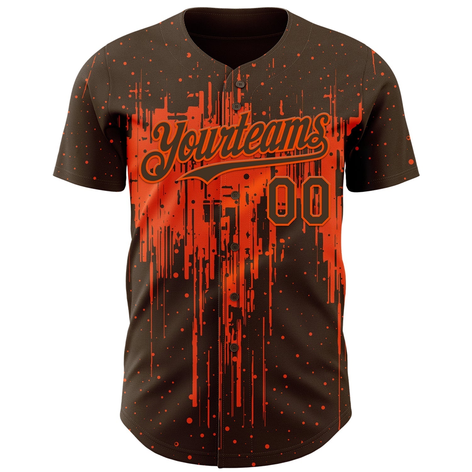 Custom Brown Orange Dripping Splatter Paint Authentic Baseball Jersey baseball jersey product view 2