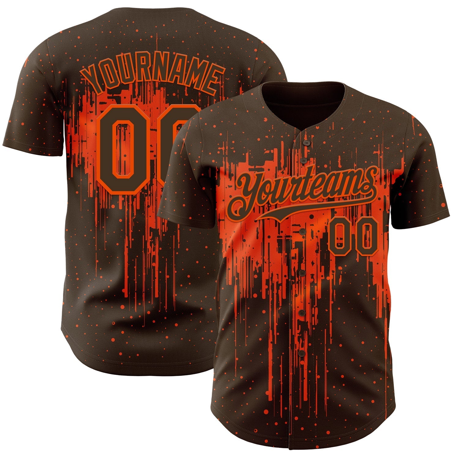 Custom Brown Orange Dripping Splatter Paint Authentic Baseball Jersey baseball jersey product view 1