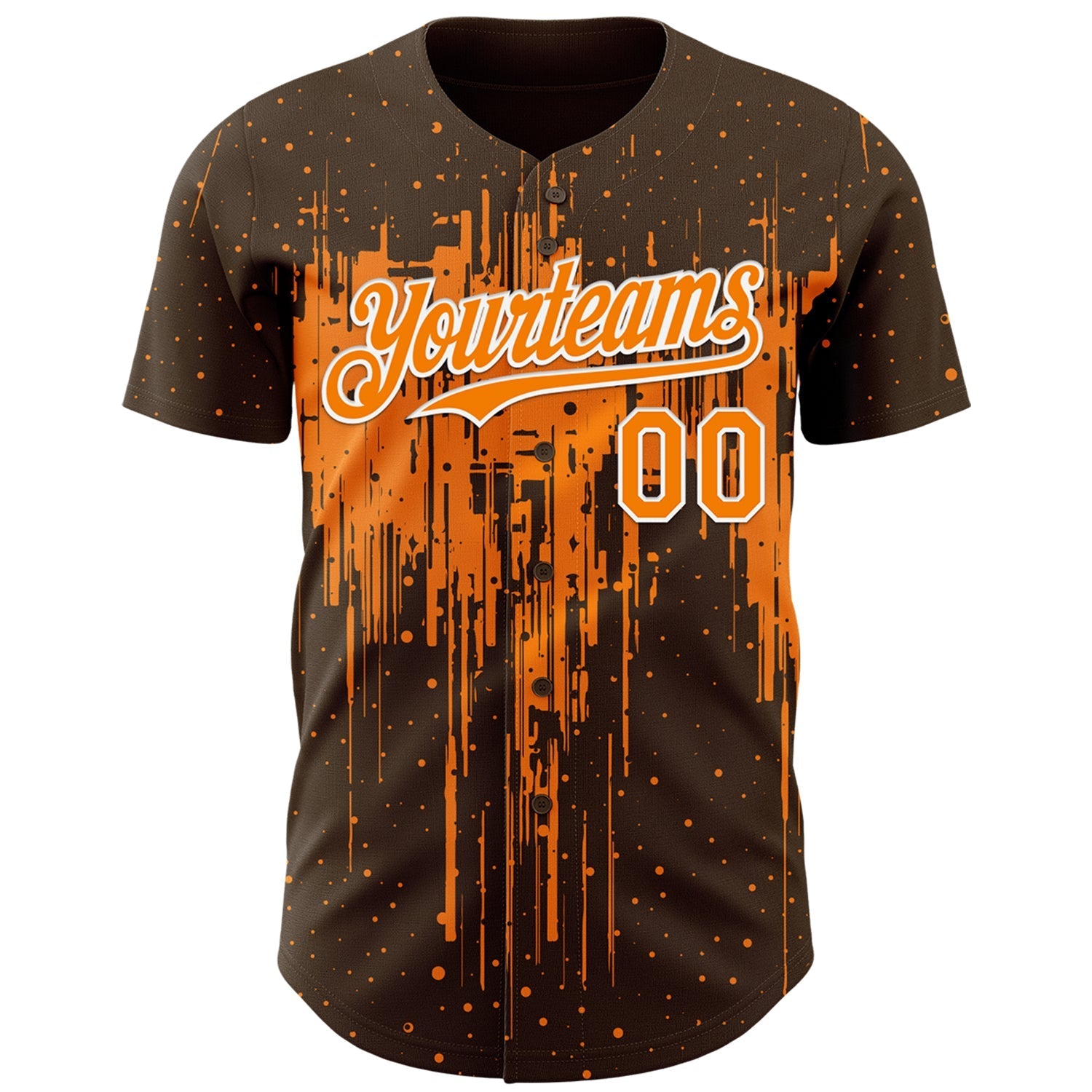 Custom Brown Bay Orange-White Dripping Splatter Paint Authentic Baseball Jersey baseball jersey product view 2