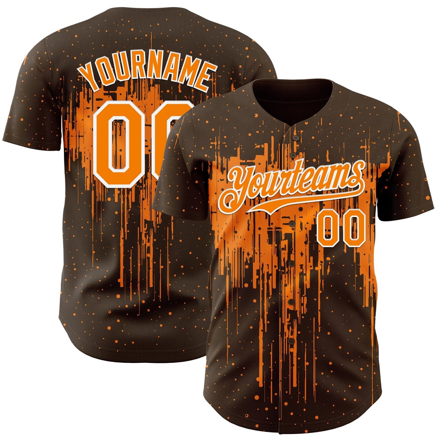 Custom Brown Bay Orange-White Dripping Splatter Paint Authentic Baseball Jersey baseball jersey product view 1